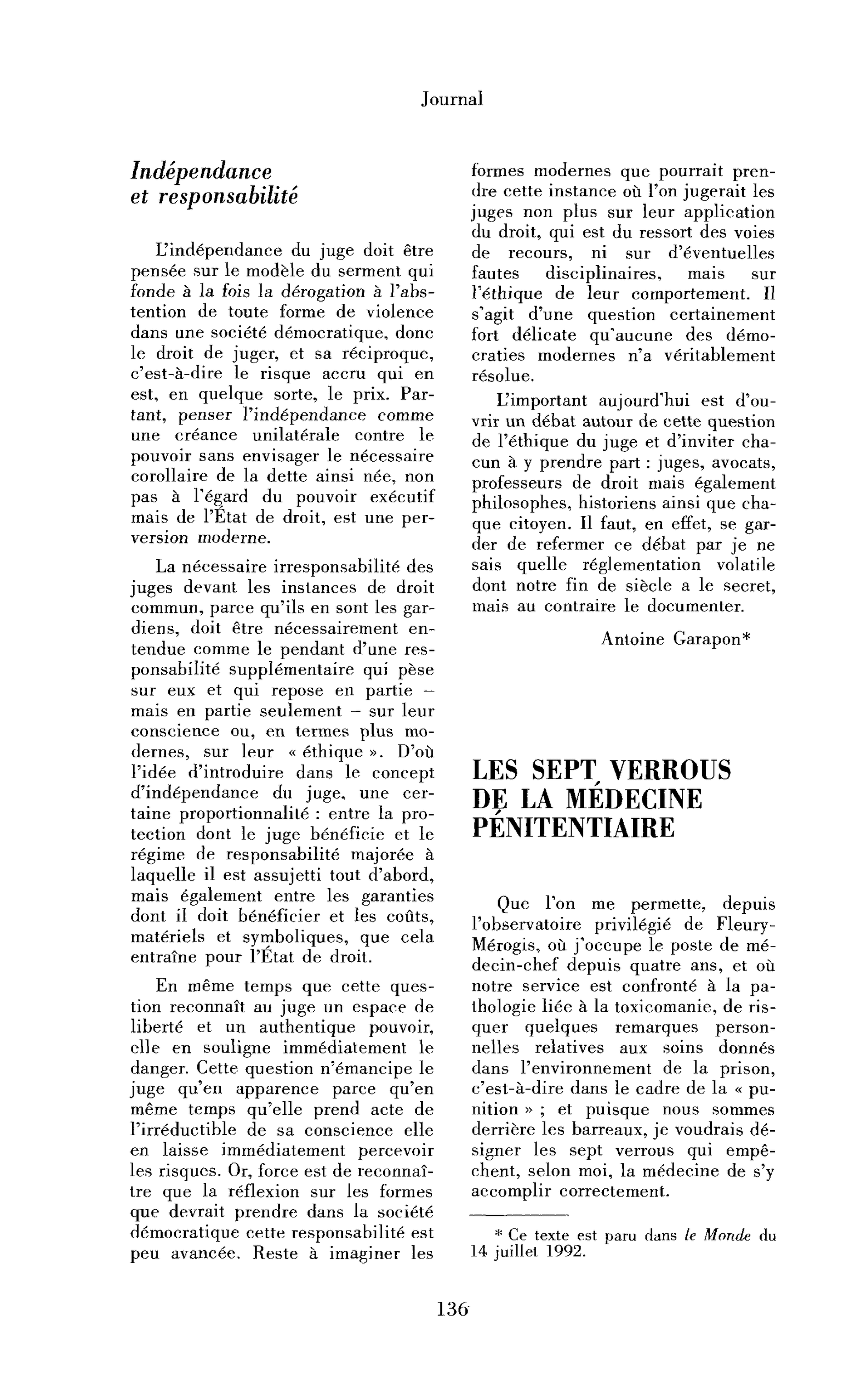Les sept verrous de la médecine pénitentiaire