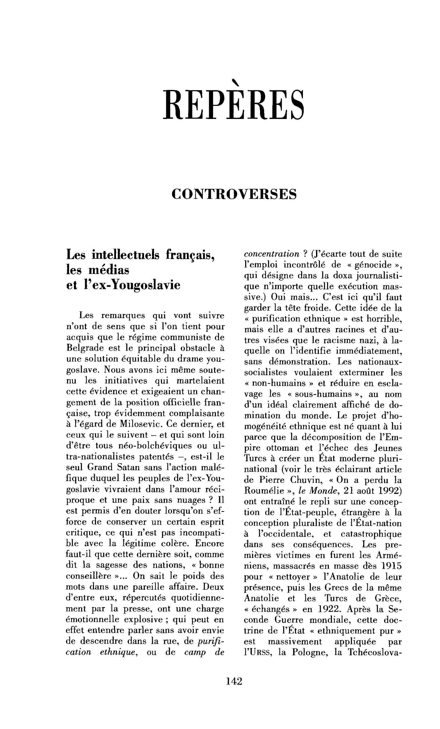 Les intellectuels français, les médias et l’ex-Yougoslavie