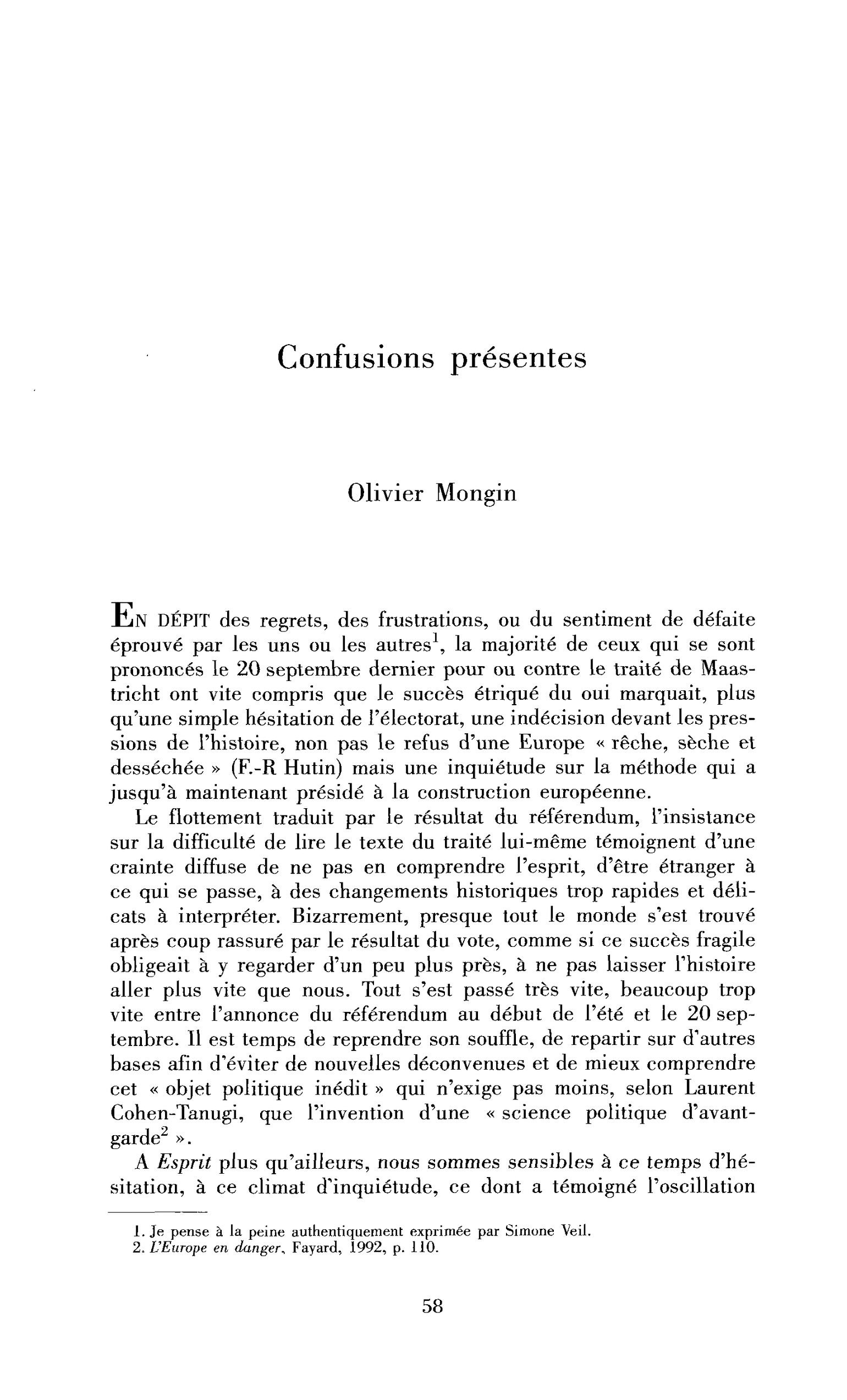 Confusions présentes