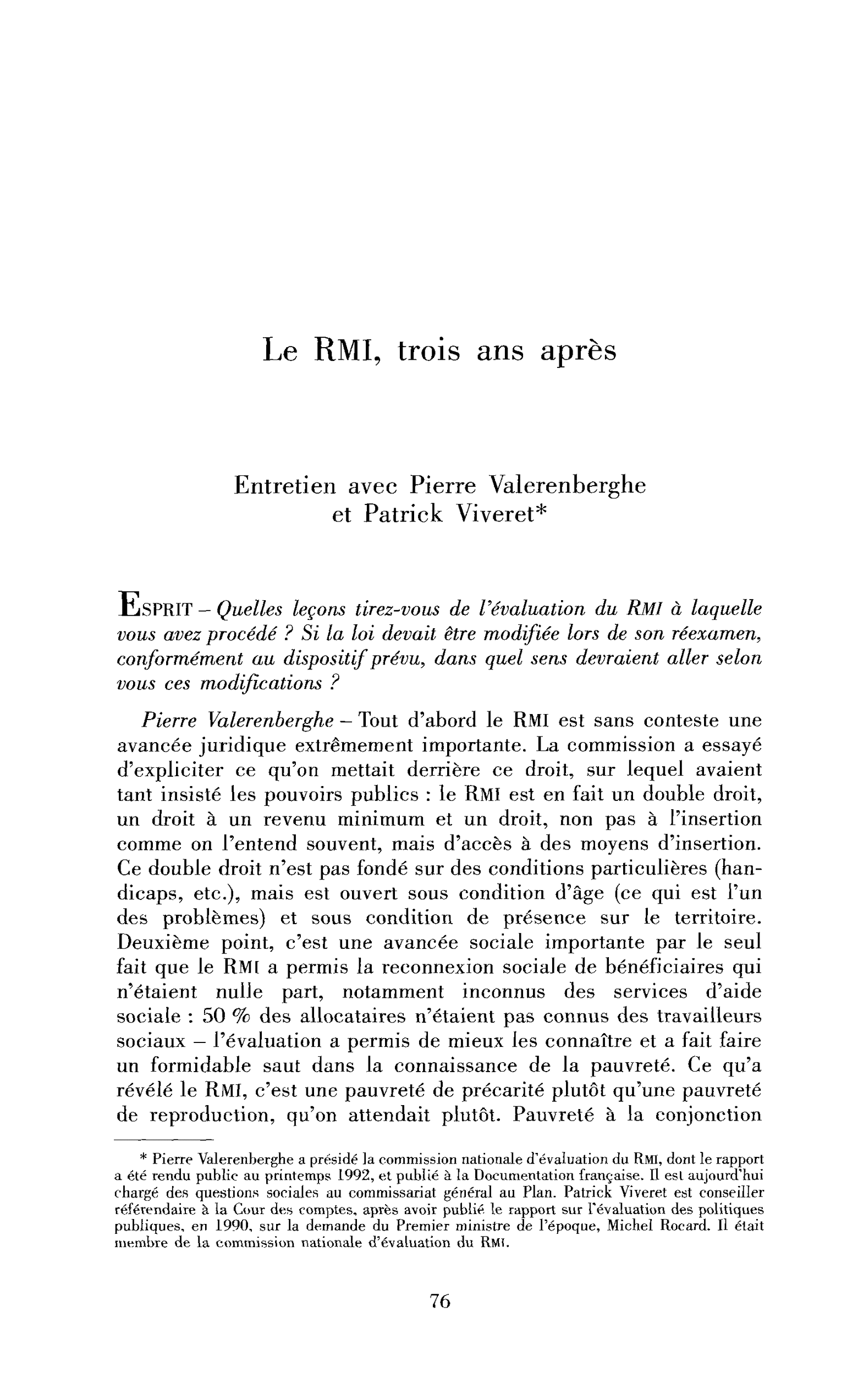 Le RMI, trois ans après (discussion)