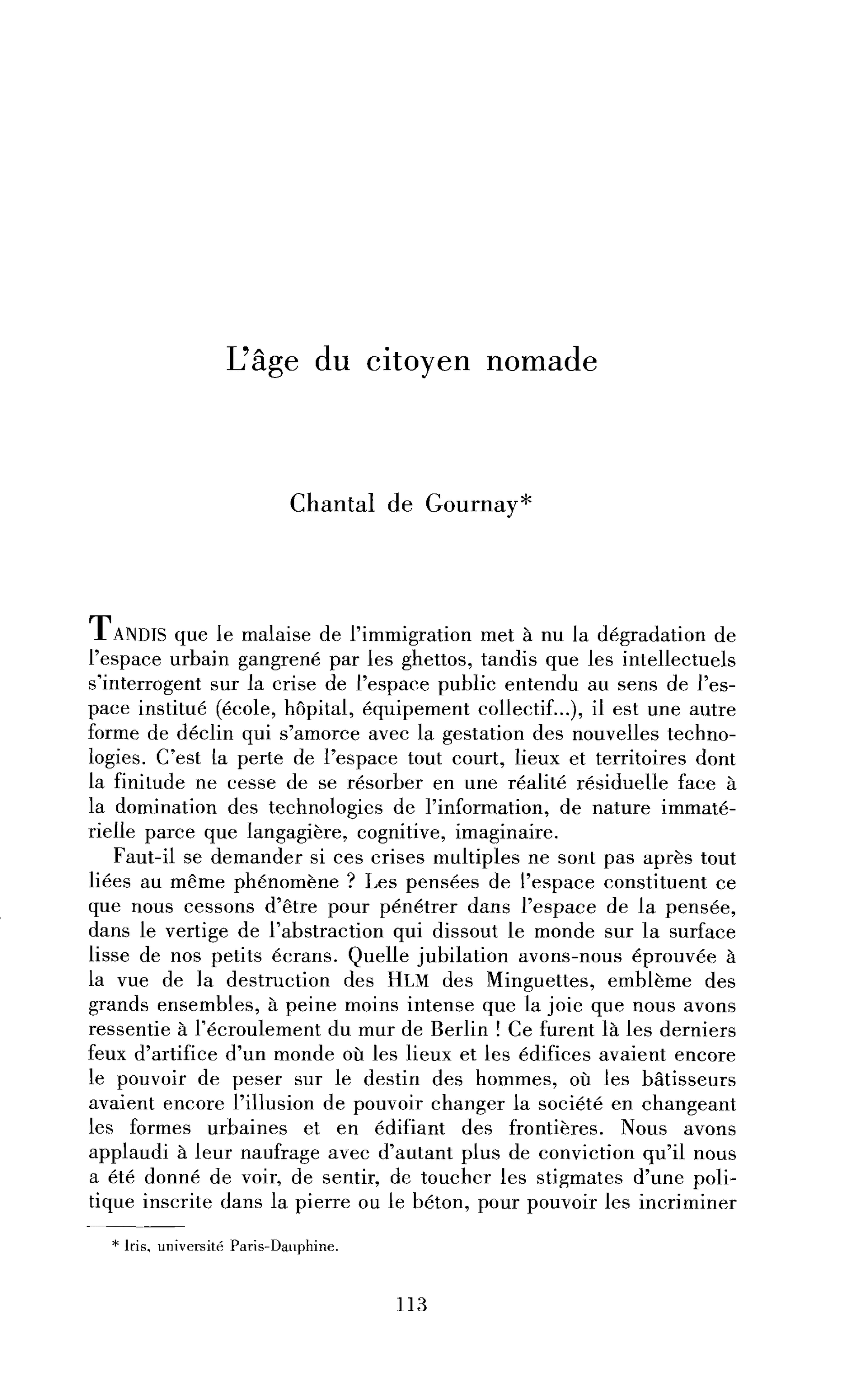 L’âge du citoyen nomade