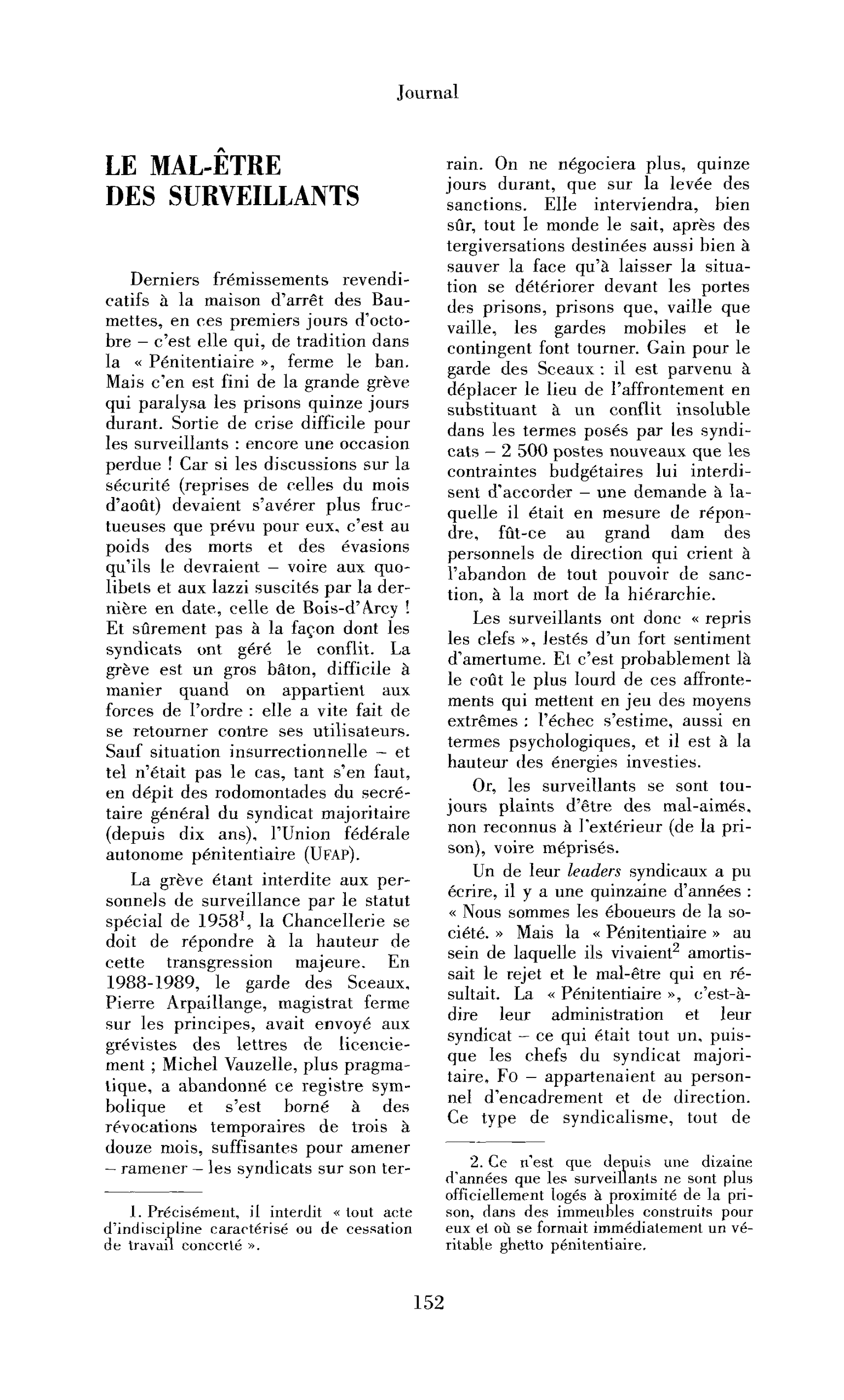 Le mal-être des surveillants