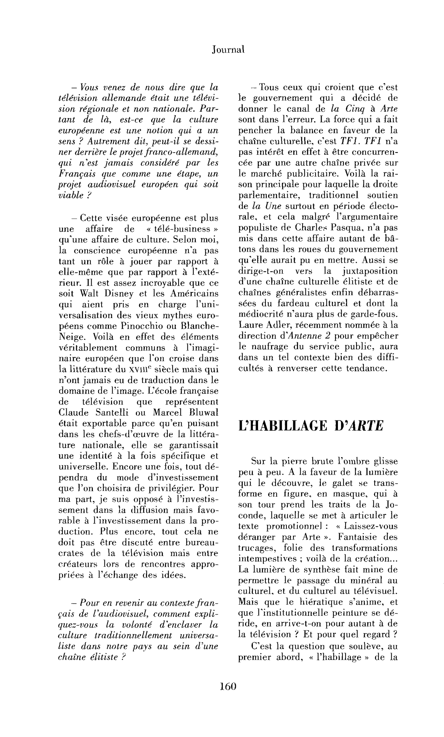 L’habillage d’Arte