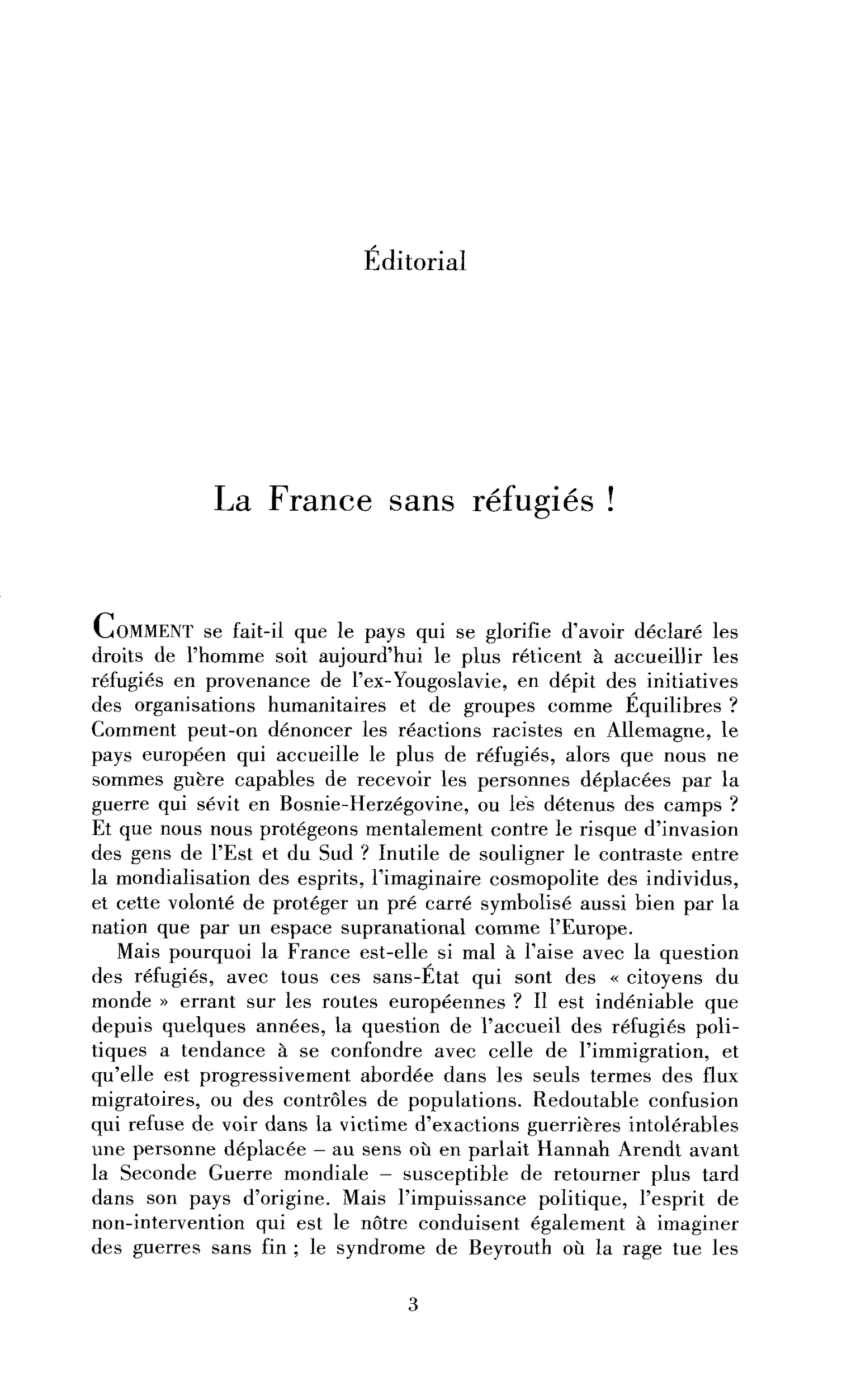 La France sans réfugiés !