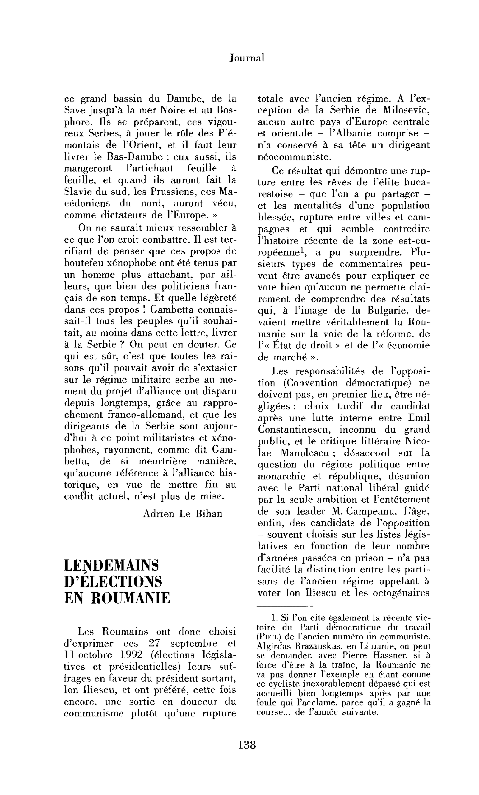Lendemains d’élections en Roumanie