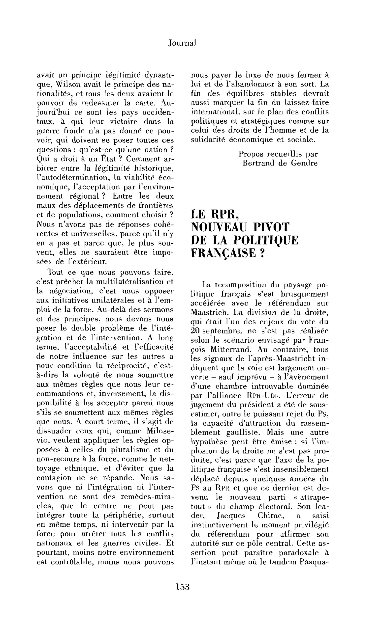 Le RPR, nouveau pivot de la politique française ?