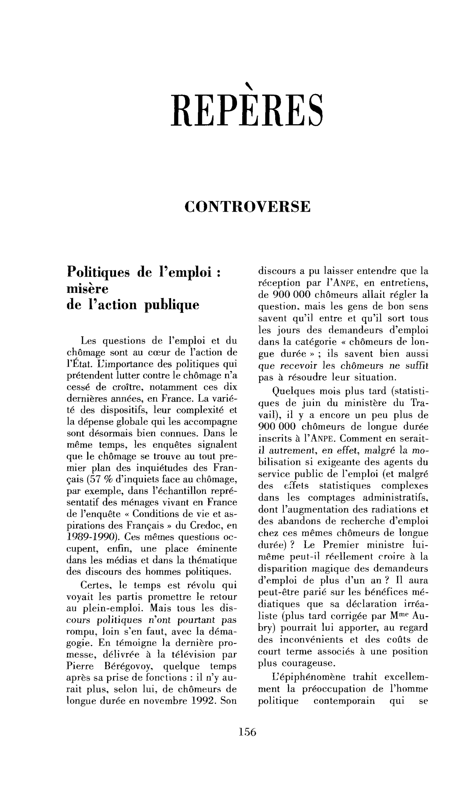 Politiques de l’emploi : misère de l’action publique