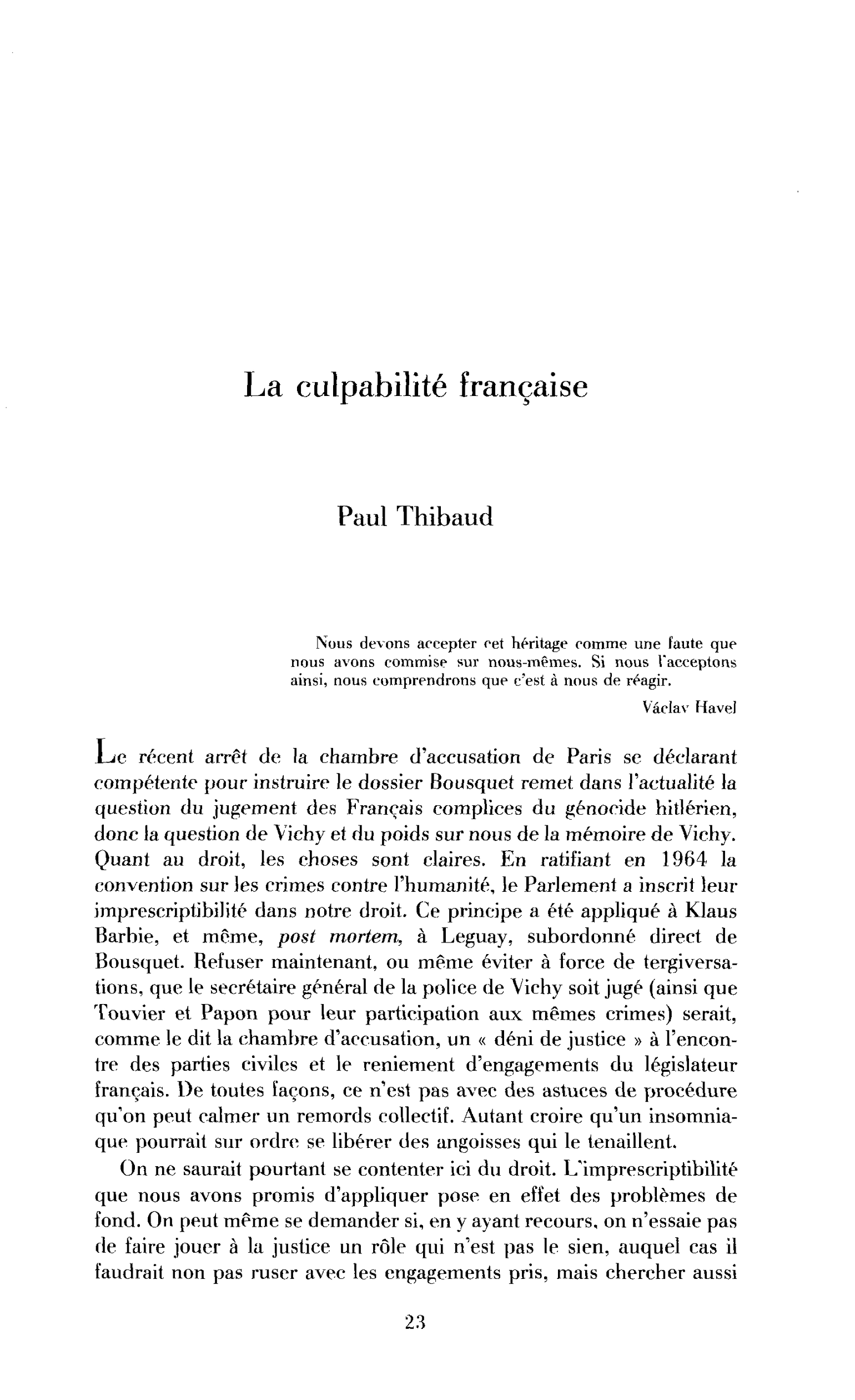 La culpabilité française