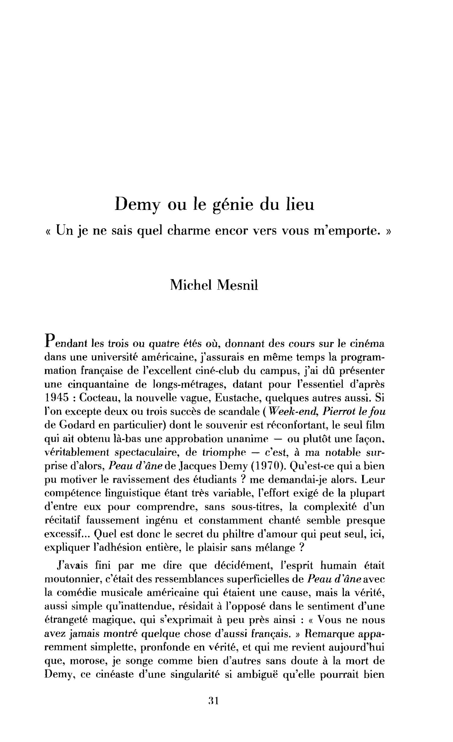 Demy ou le génie du lieu