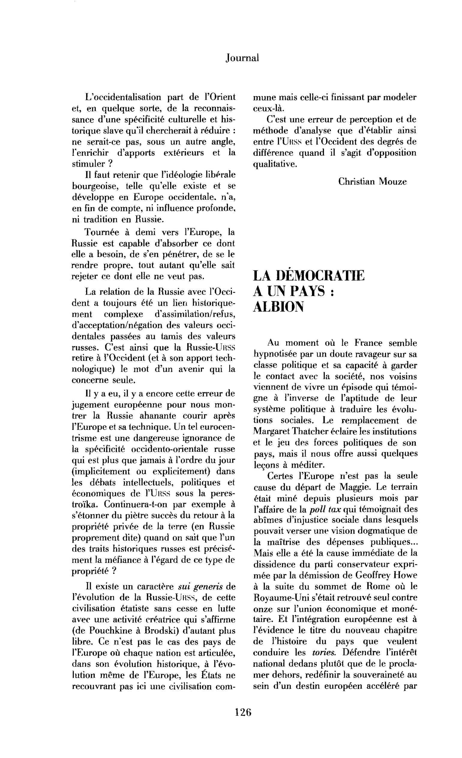 La démocratie a un pays : Albion