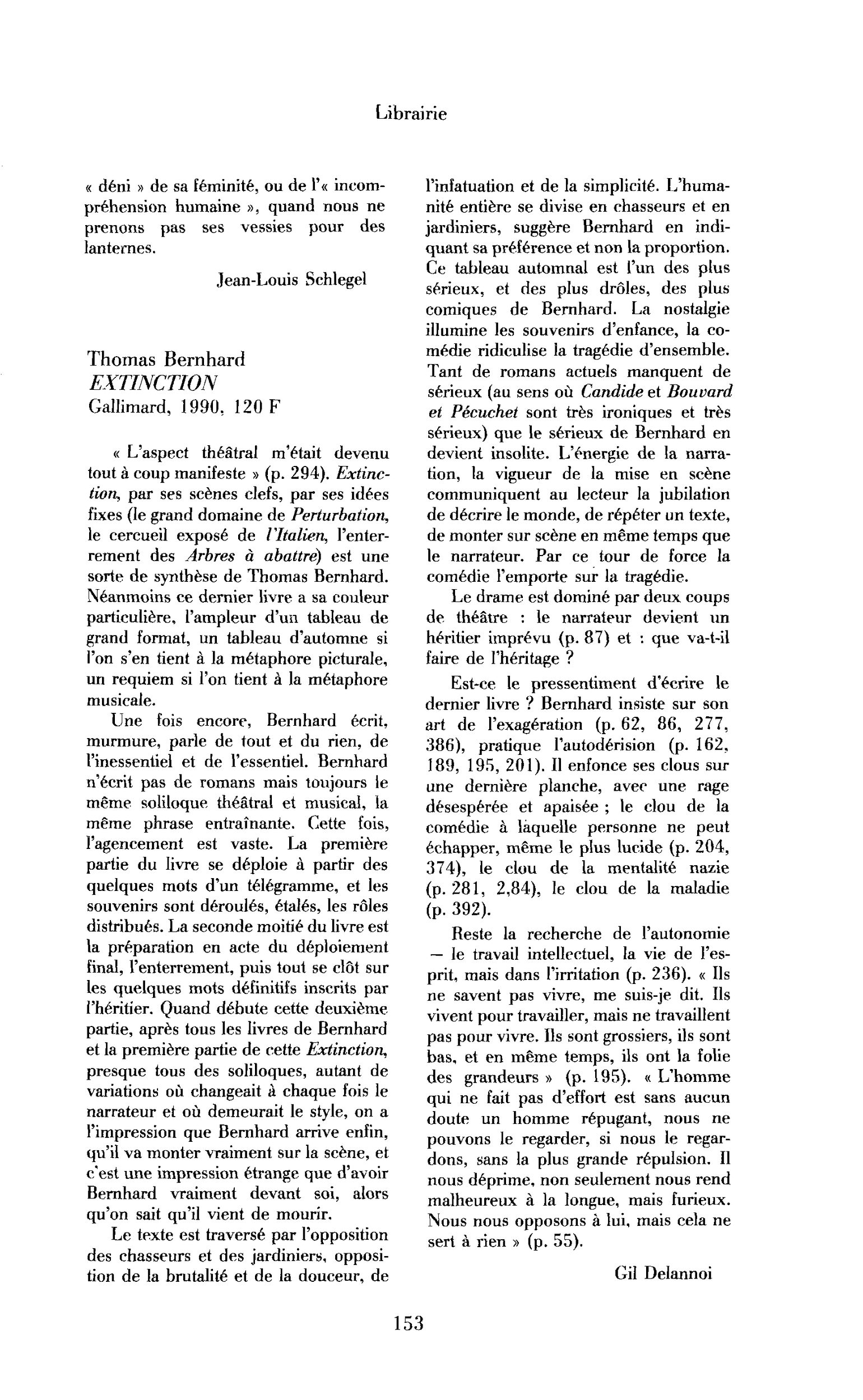 Thomas Bernhard : Extinction