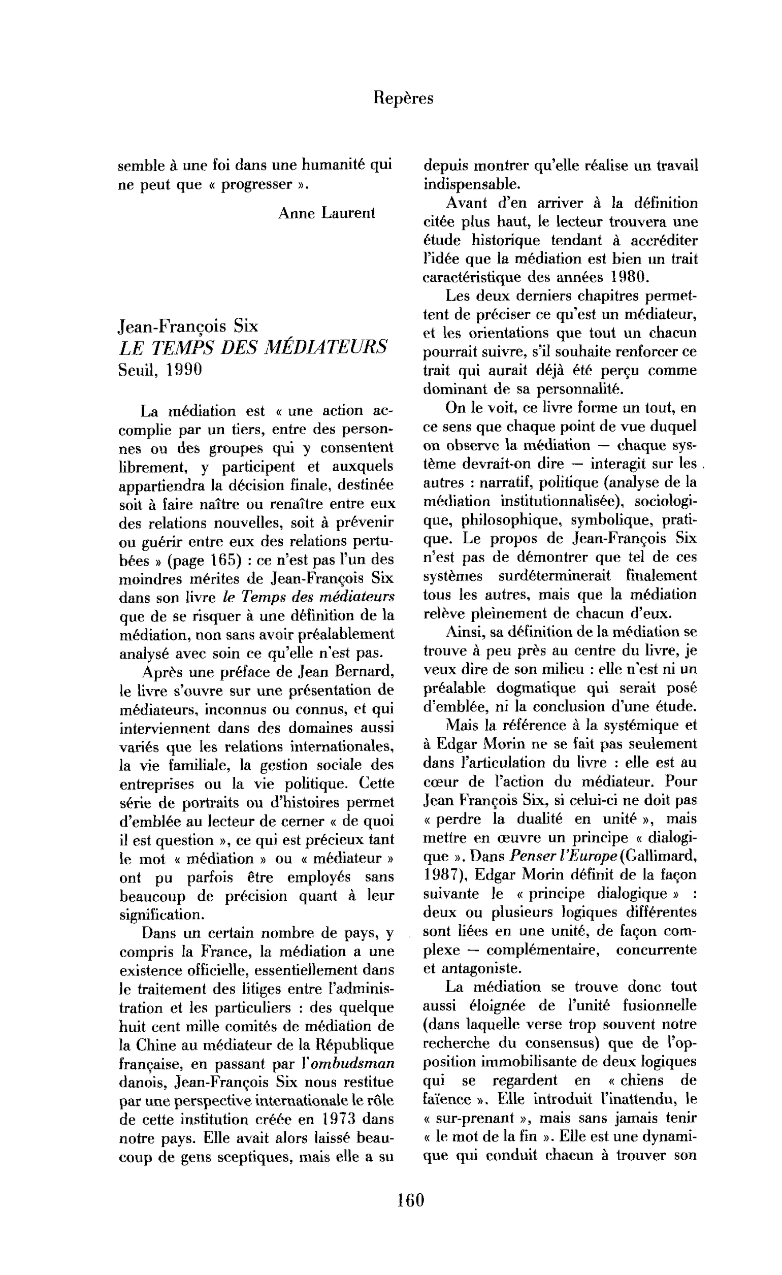 Jean-François Six : le Temps des médiateurs