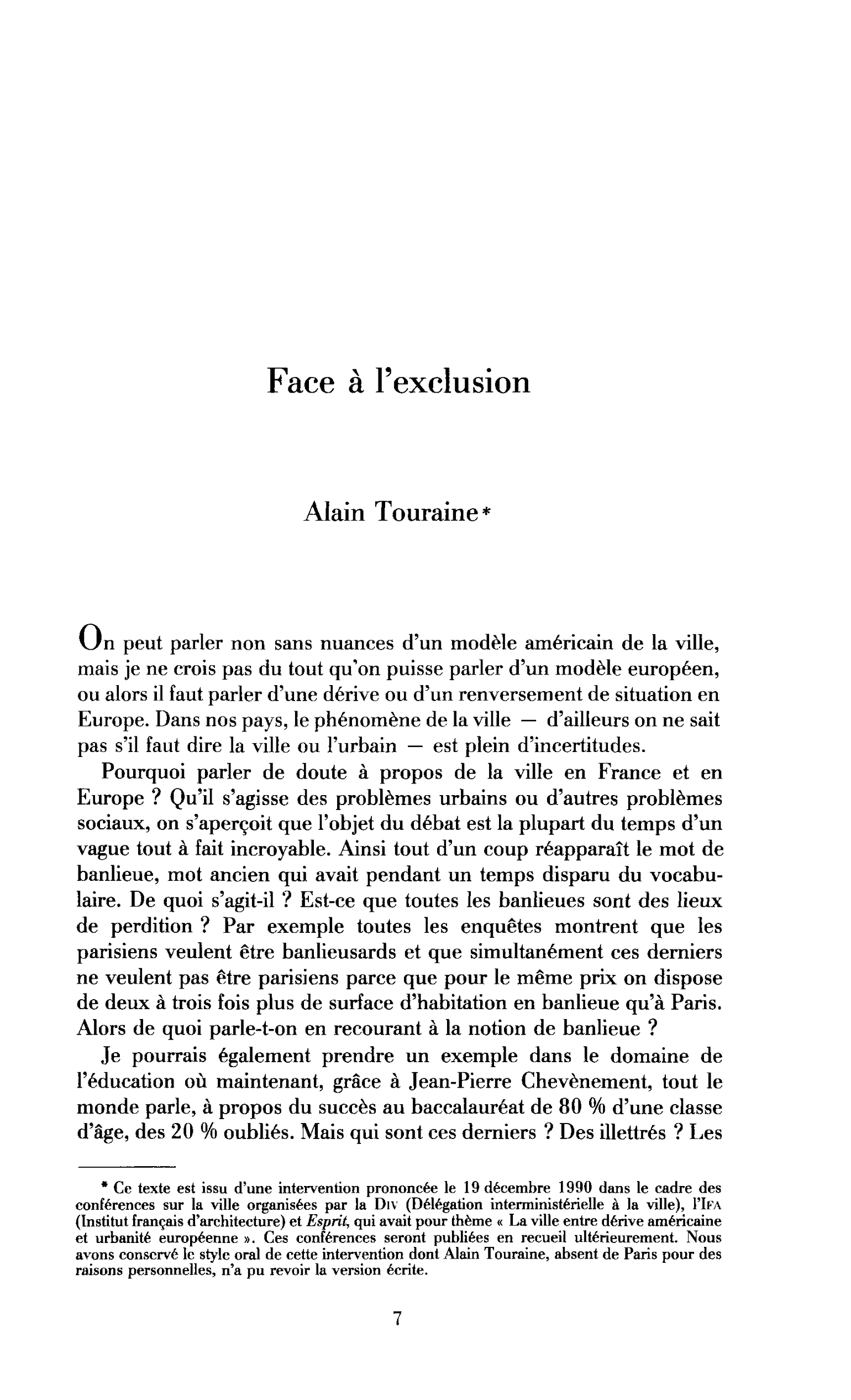 Face à l’exclusion