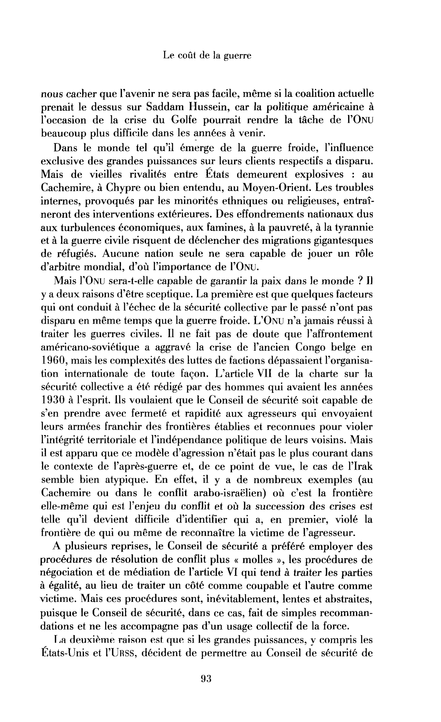 Le coût de la guerre