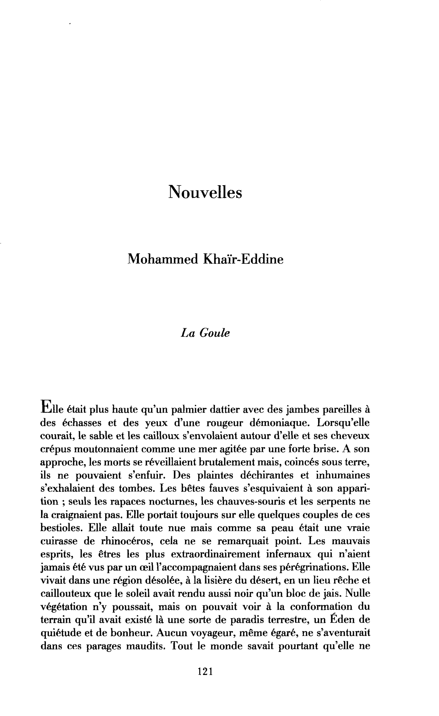 Nouvelles : la Goule, Parole d’élémentaire