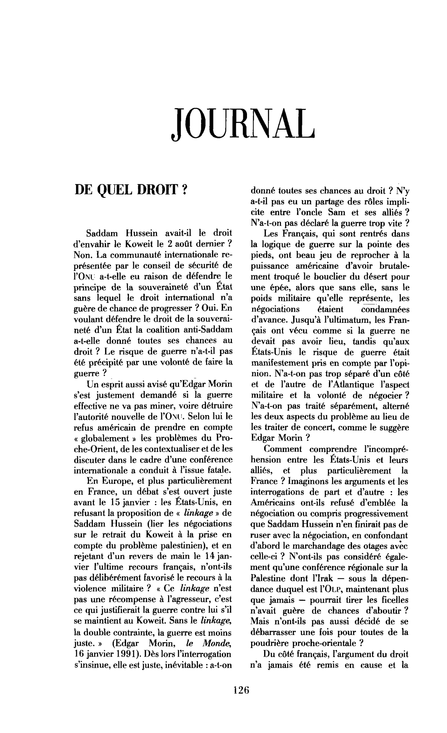 De quel droit ?