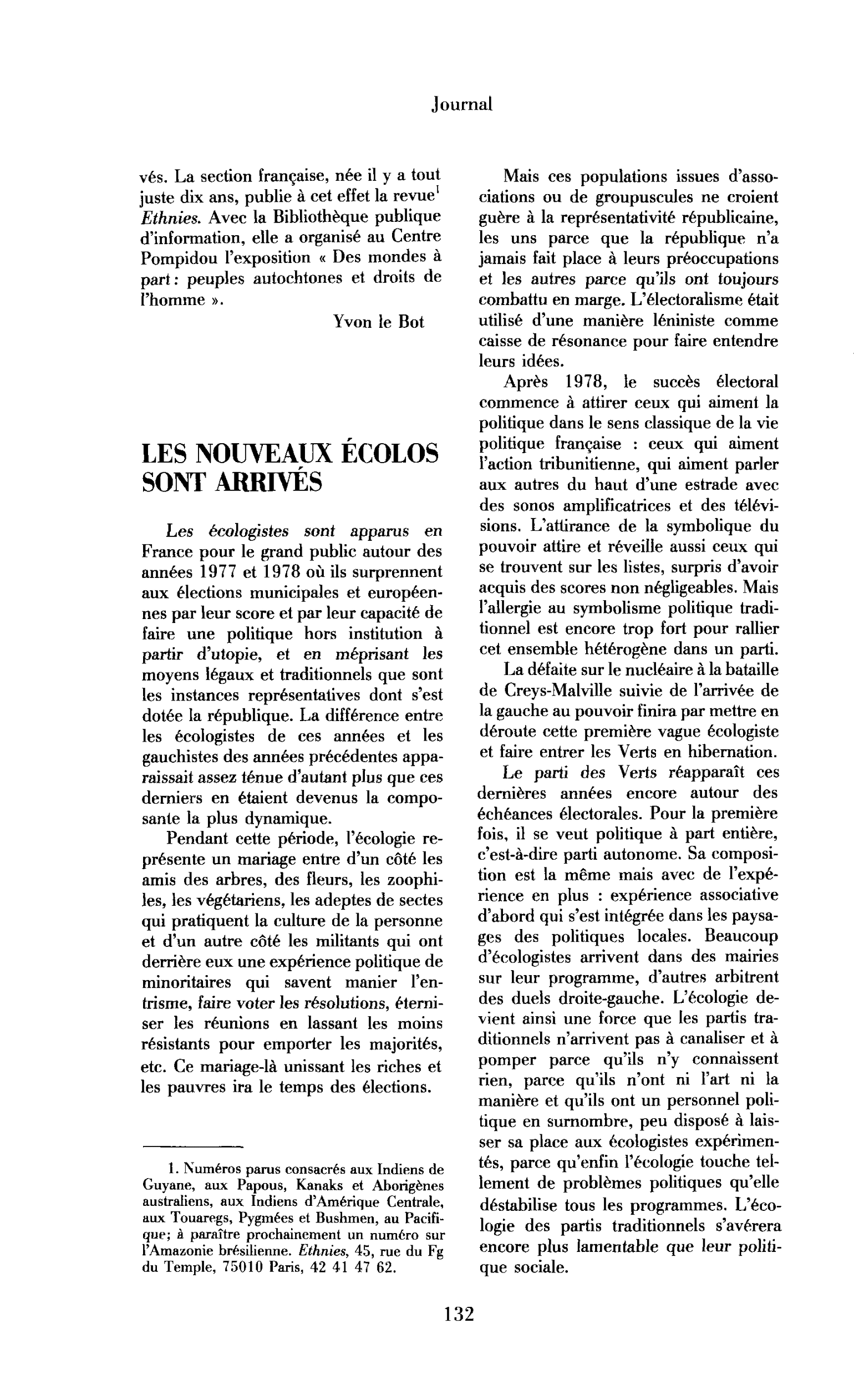 Les nouveaux écolos sont arrivés