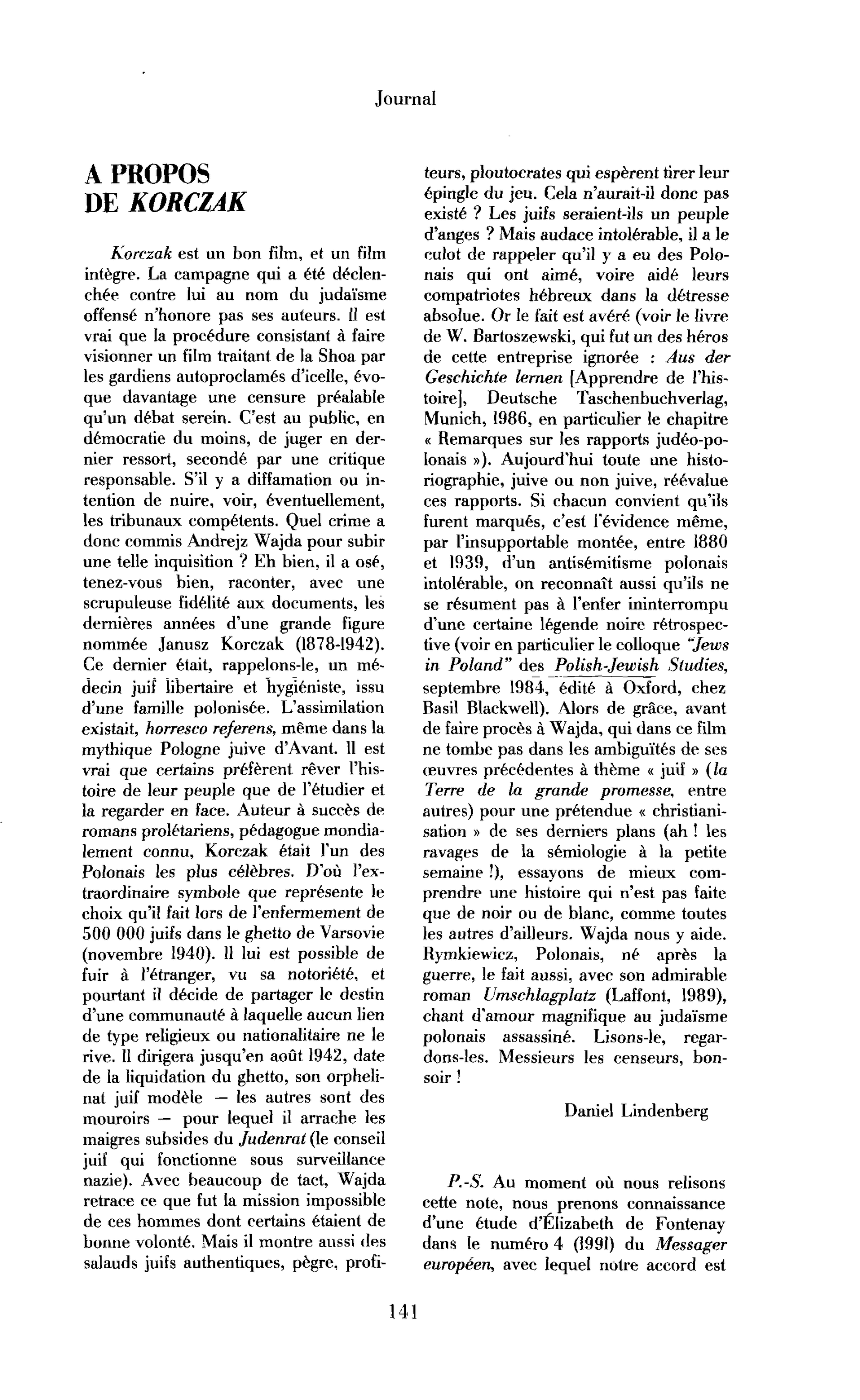 A propos de Korczak