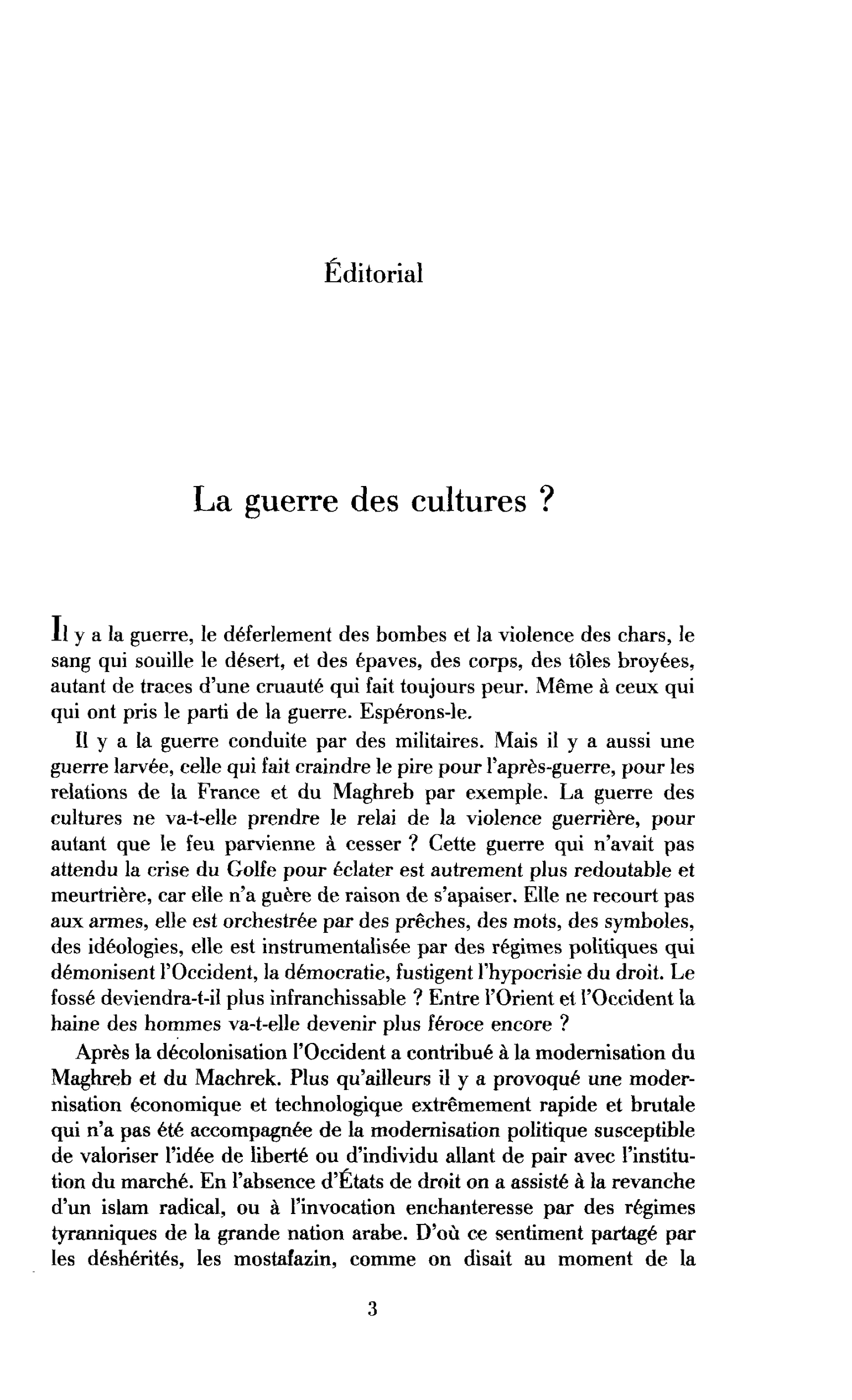 La guerre des cultures