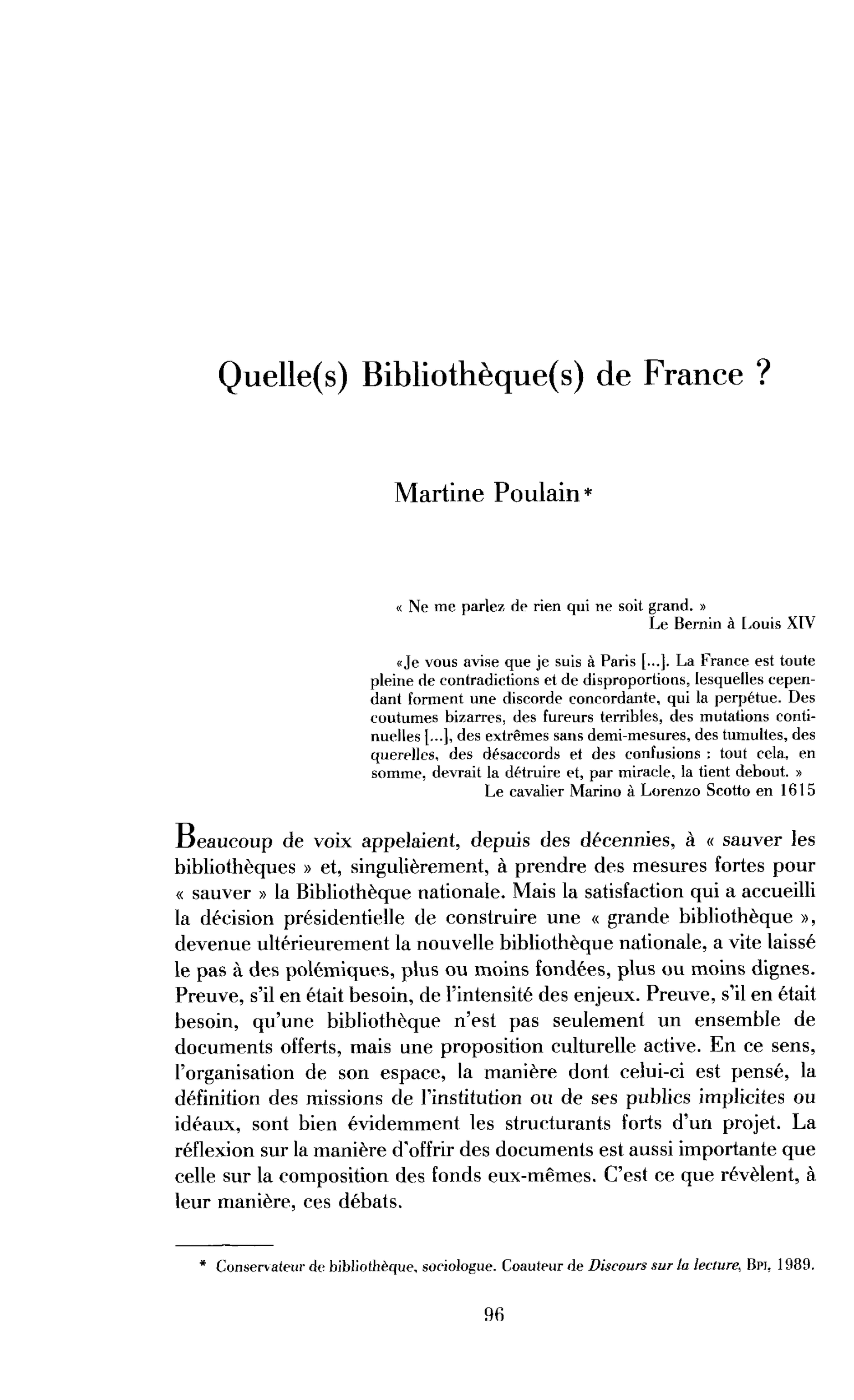 Quelles(s) Bibliothèques(s) de France ?