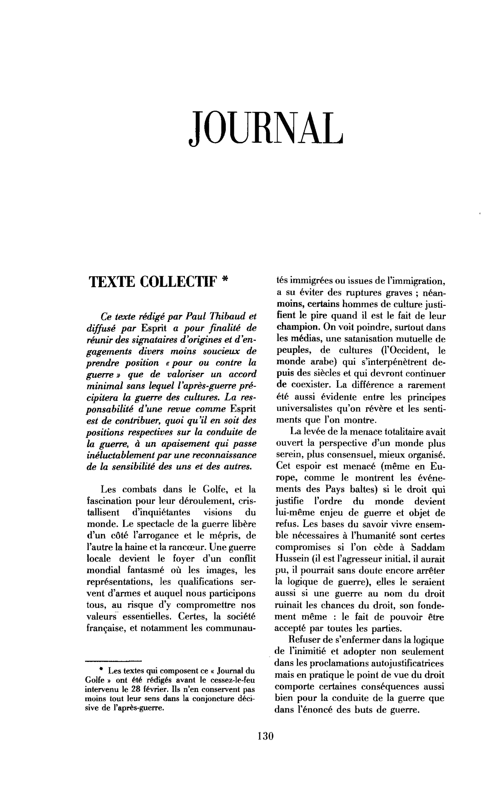 Texte collectif (Contre la guerre des cultures)