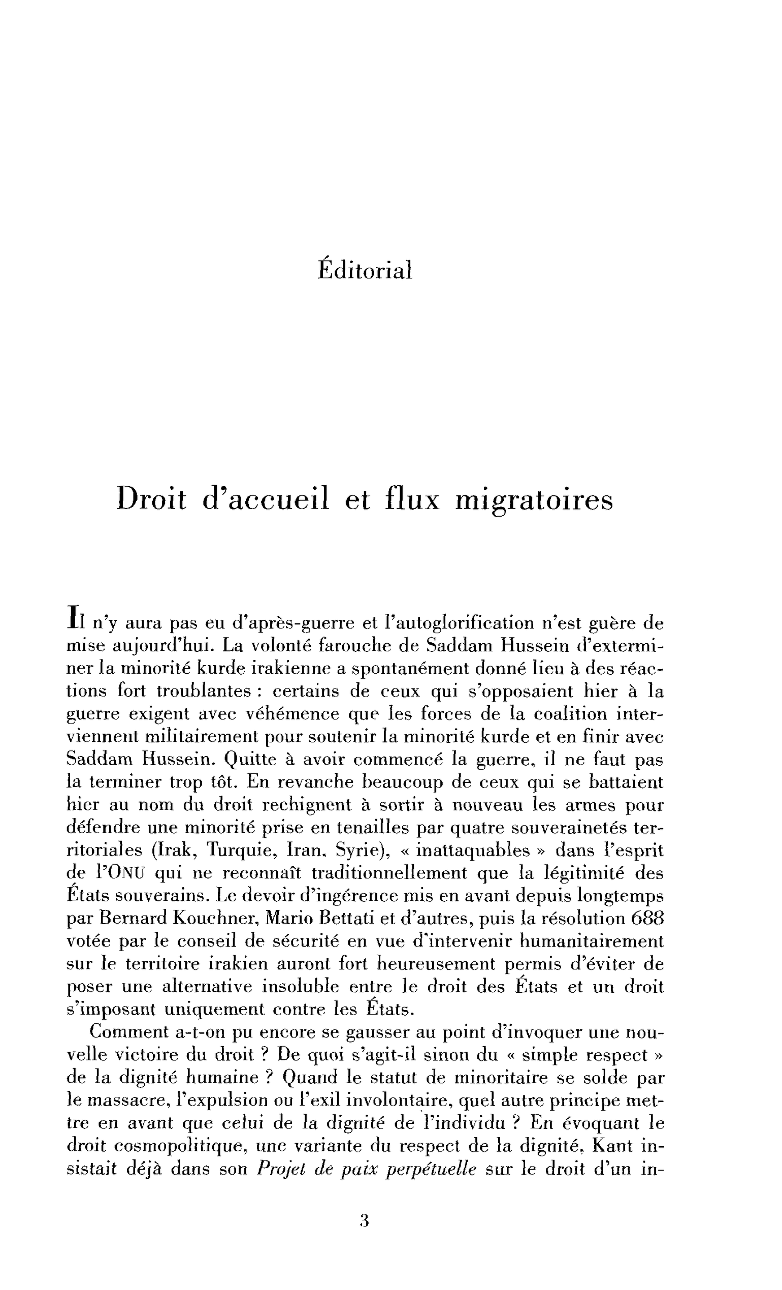 Droit d’accueil et flux migratoires