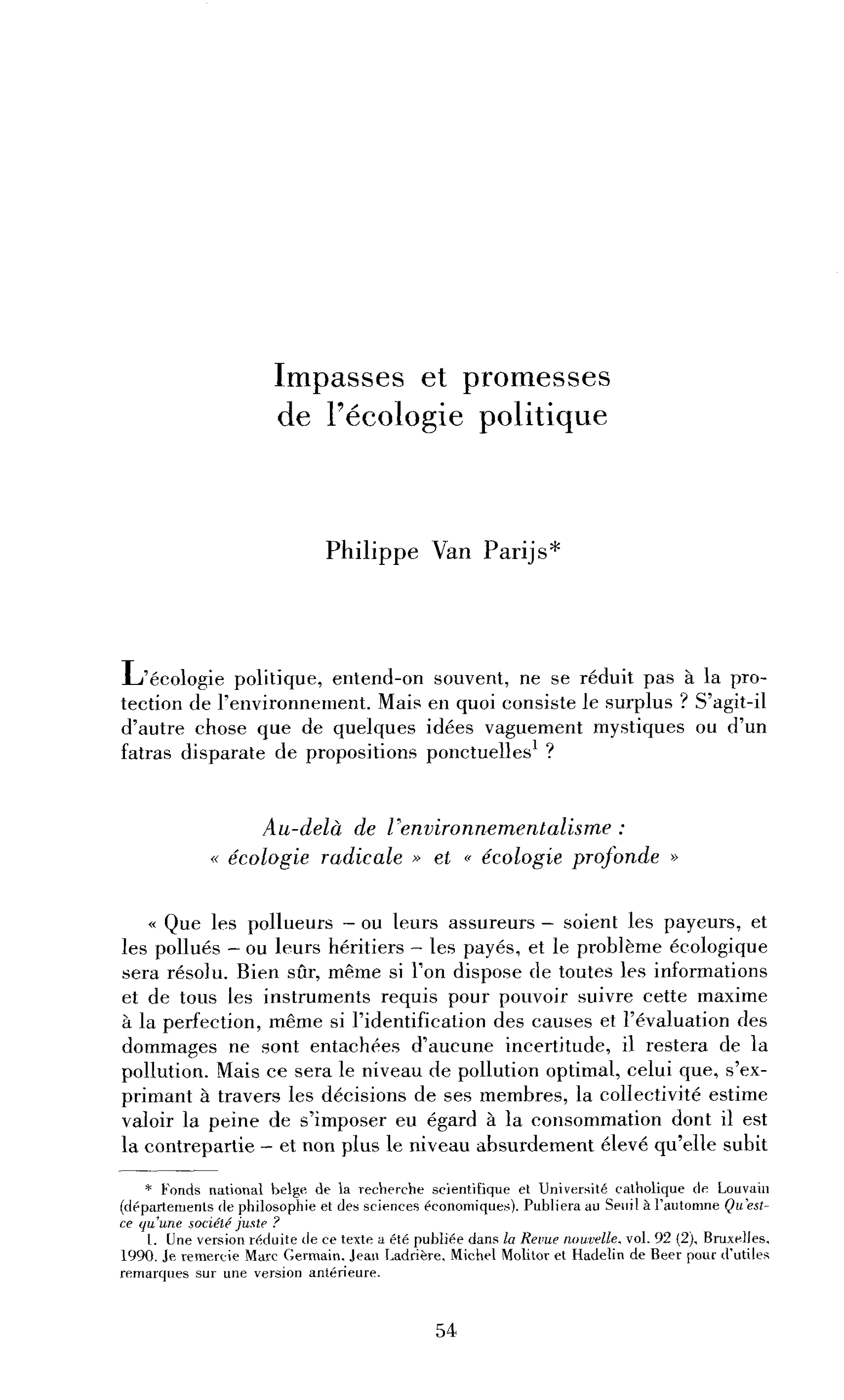 Impasses et promesses de l’écologie politique