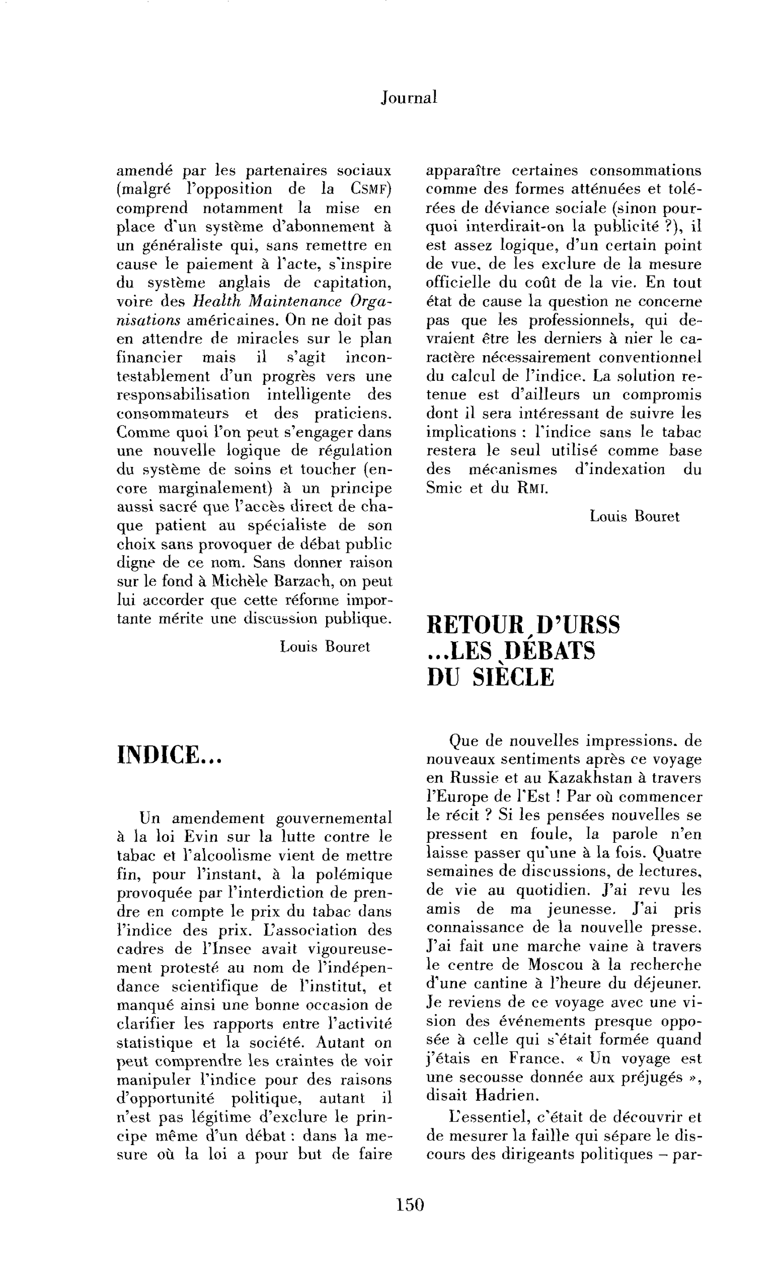 Retour d’URSS… les débats du siècle