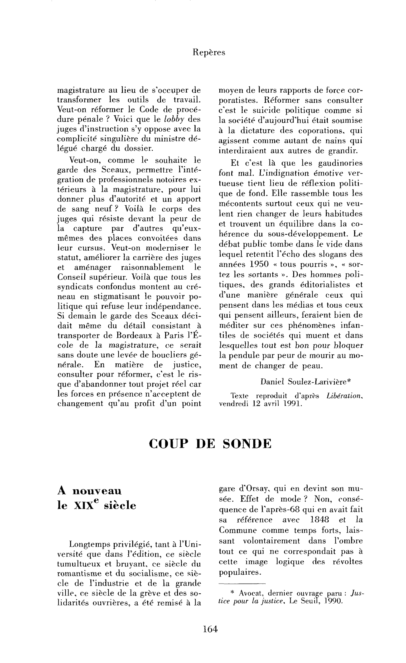 A nouveau le XIXe siècle