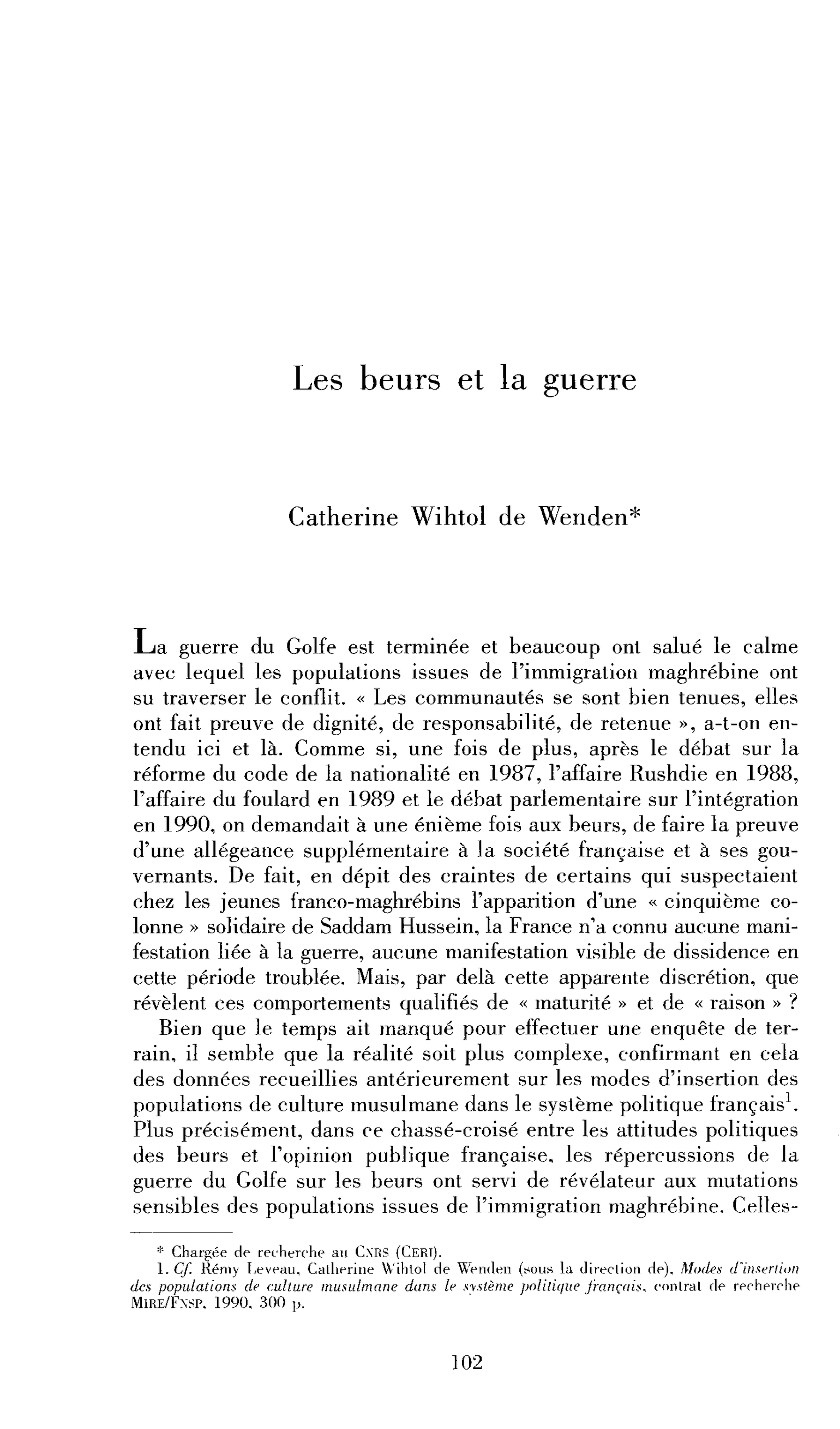 Les beurs et la guerre