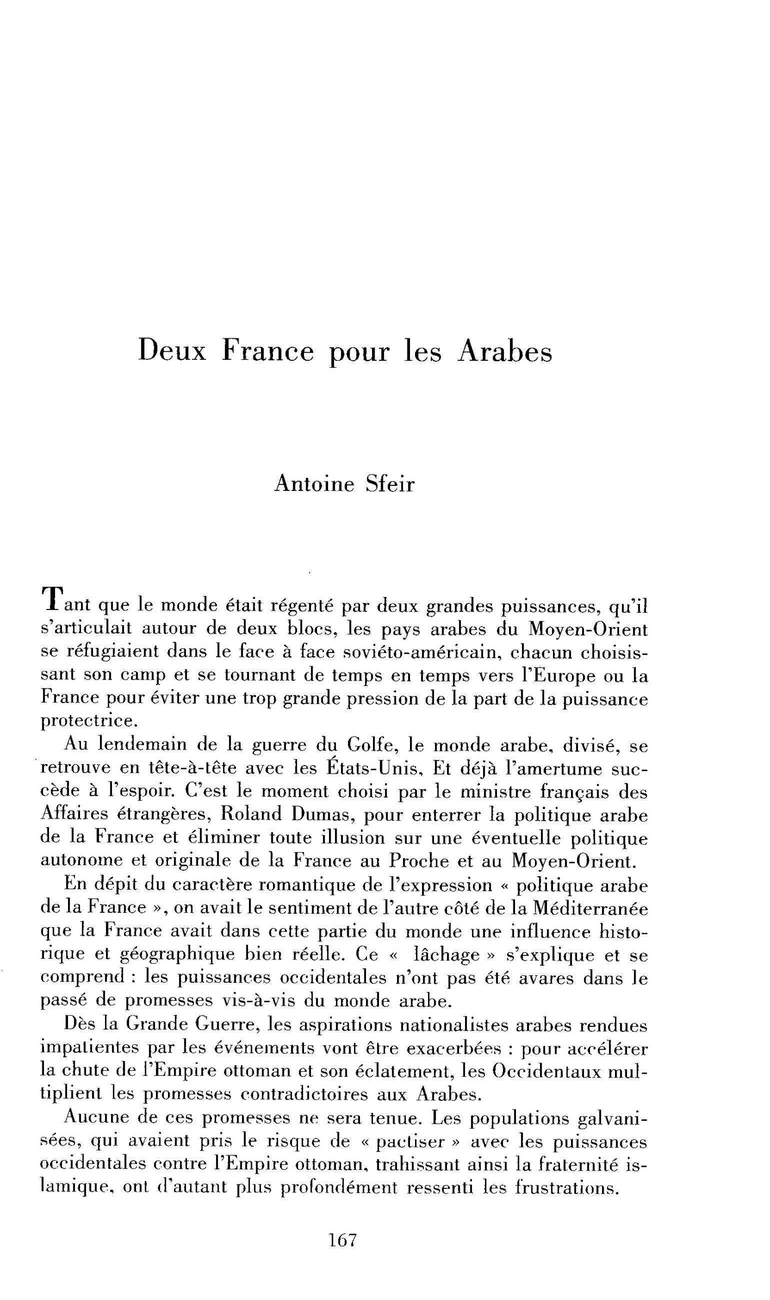 Deux France pour les Arabes