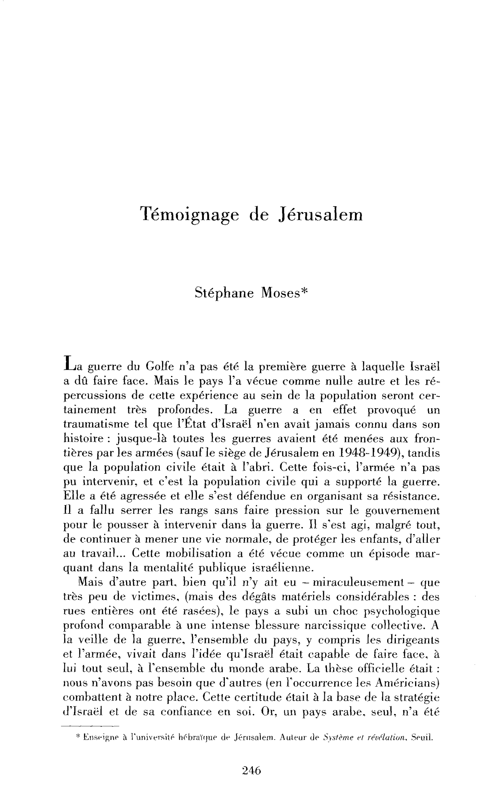 Témoignage de Jérusalem