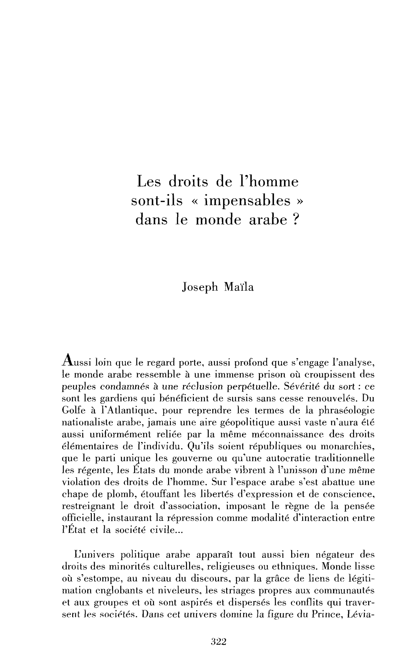 Les droits de l’homme sont-ils « impensables » dans le monde arabe ?