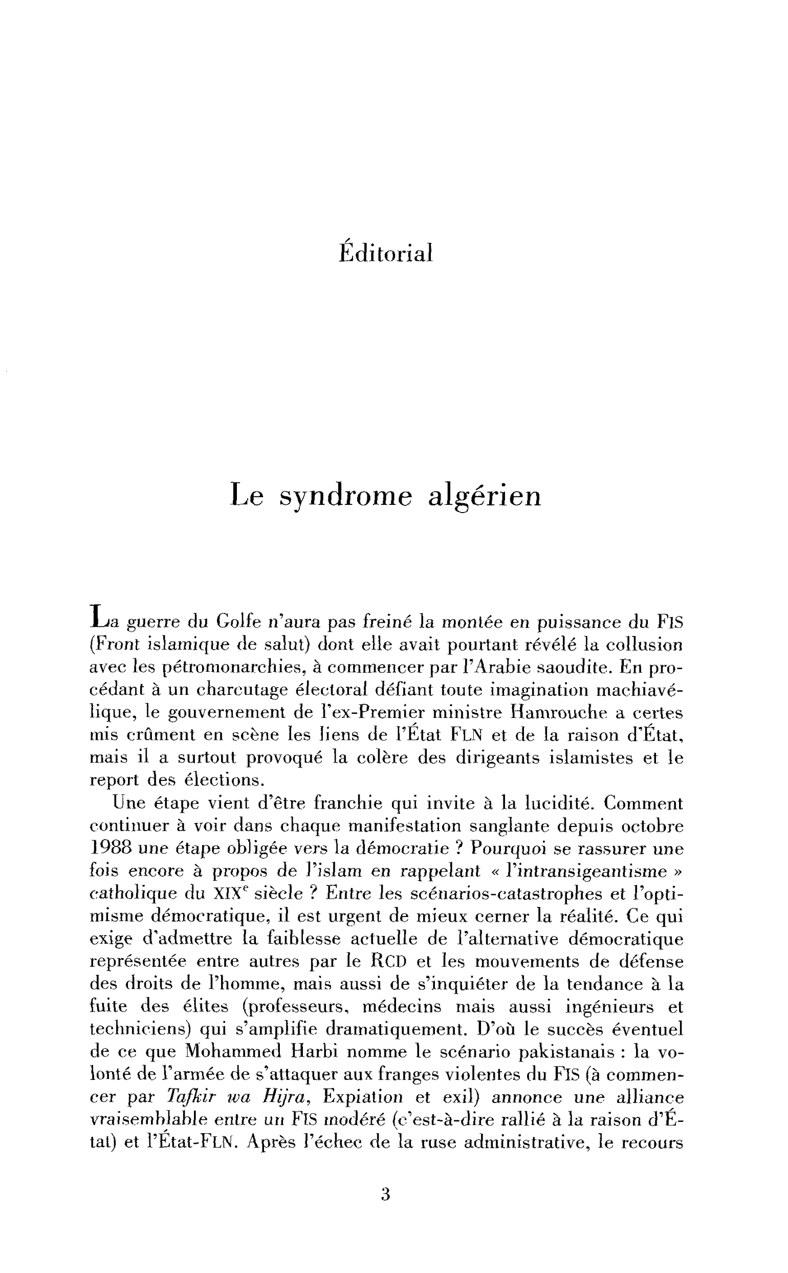 Le syndrome algérien