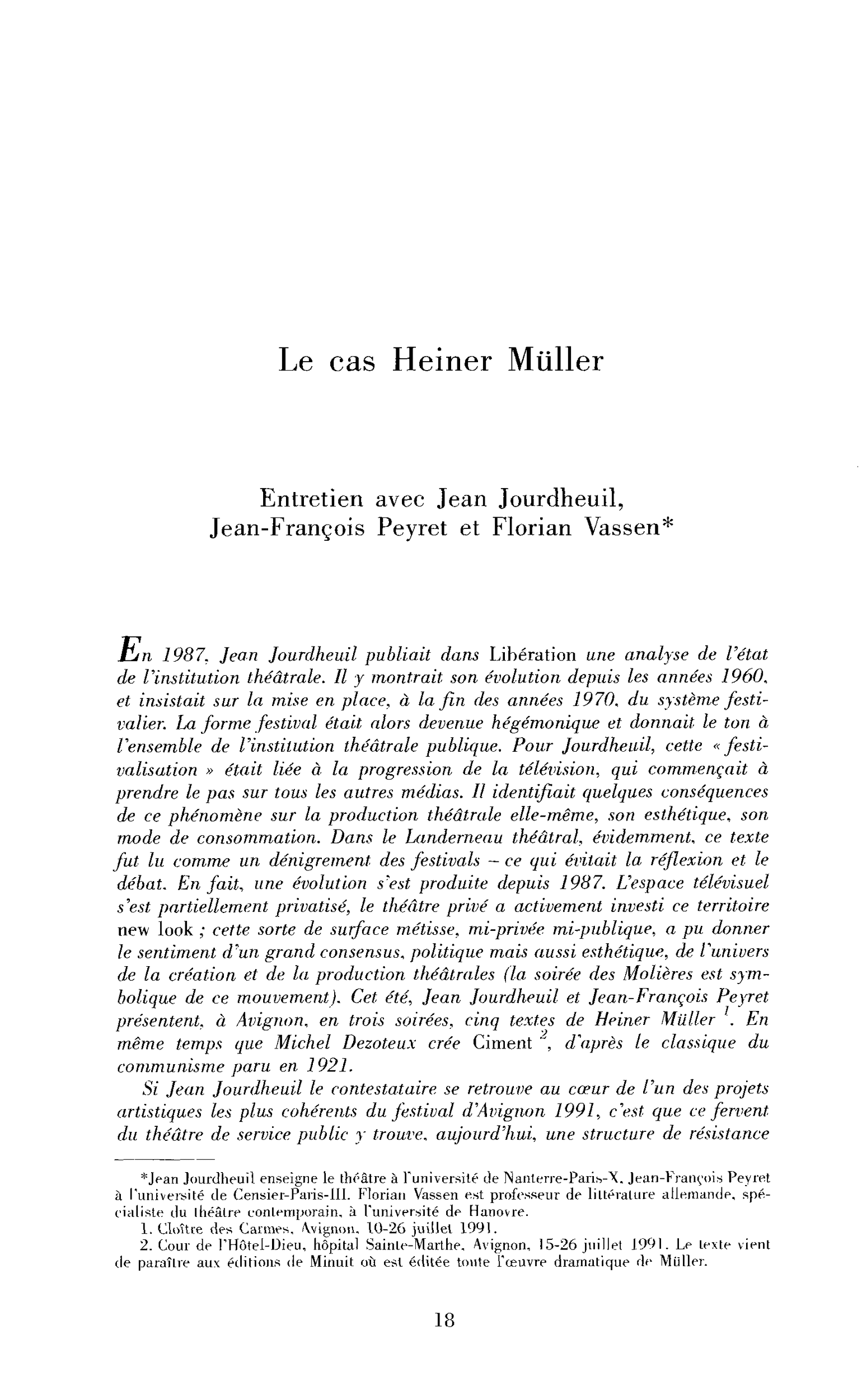 Le cas Heiner Müller
