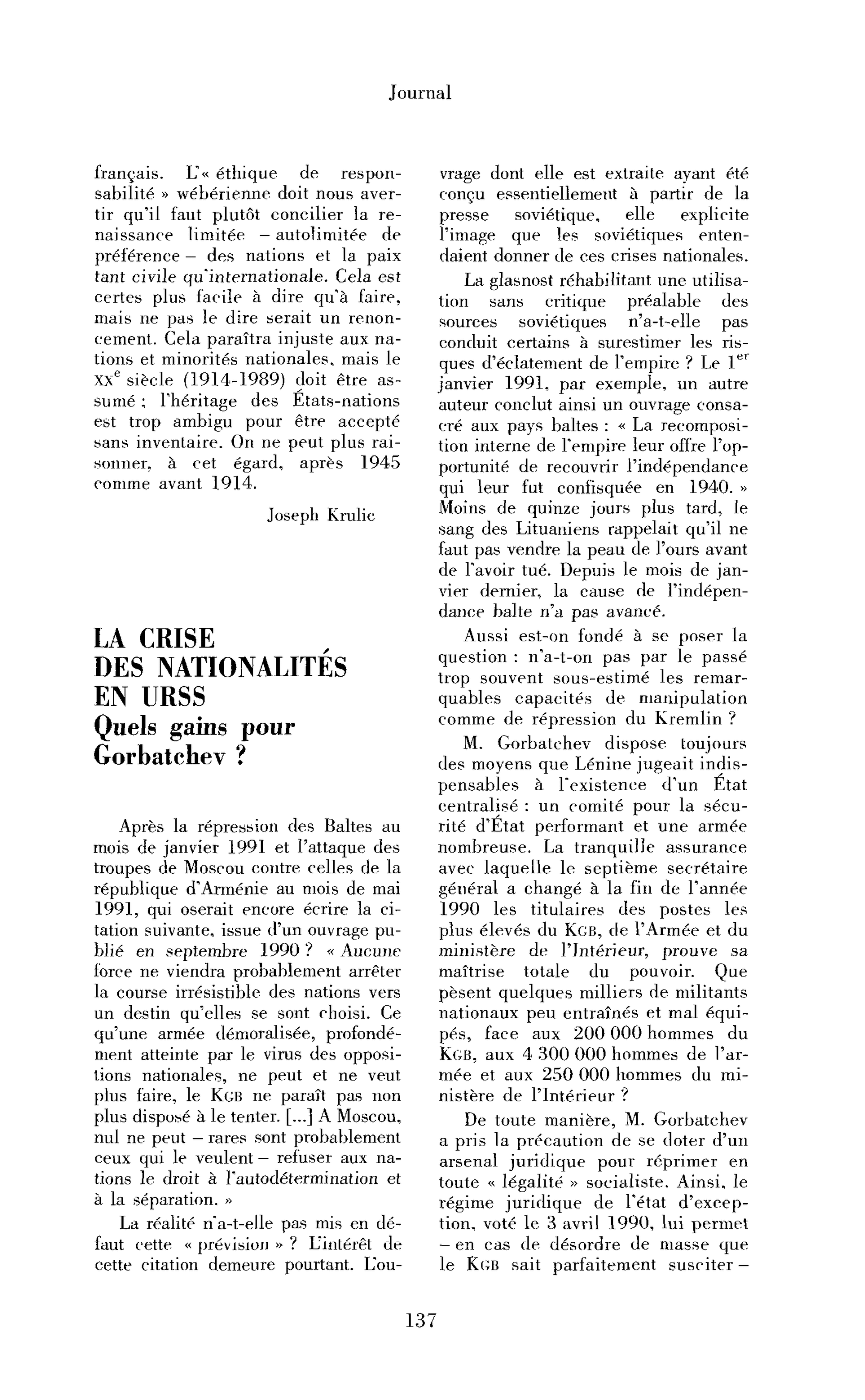 La crise des nationalités en URSS