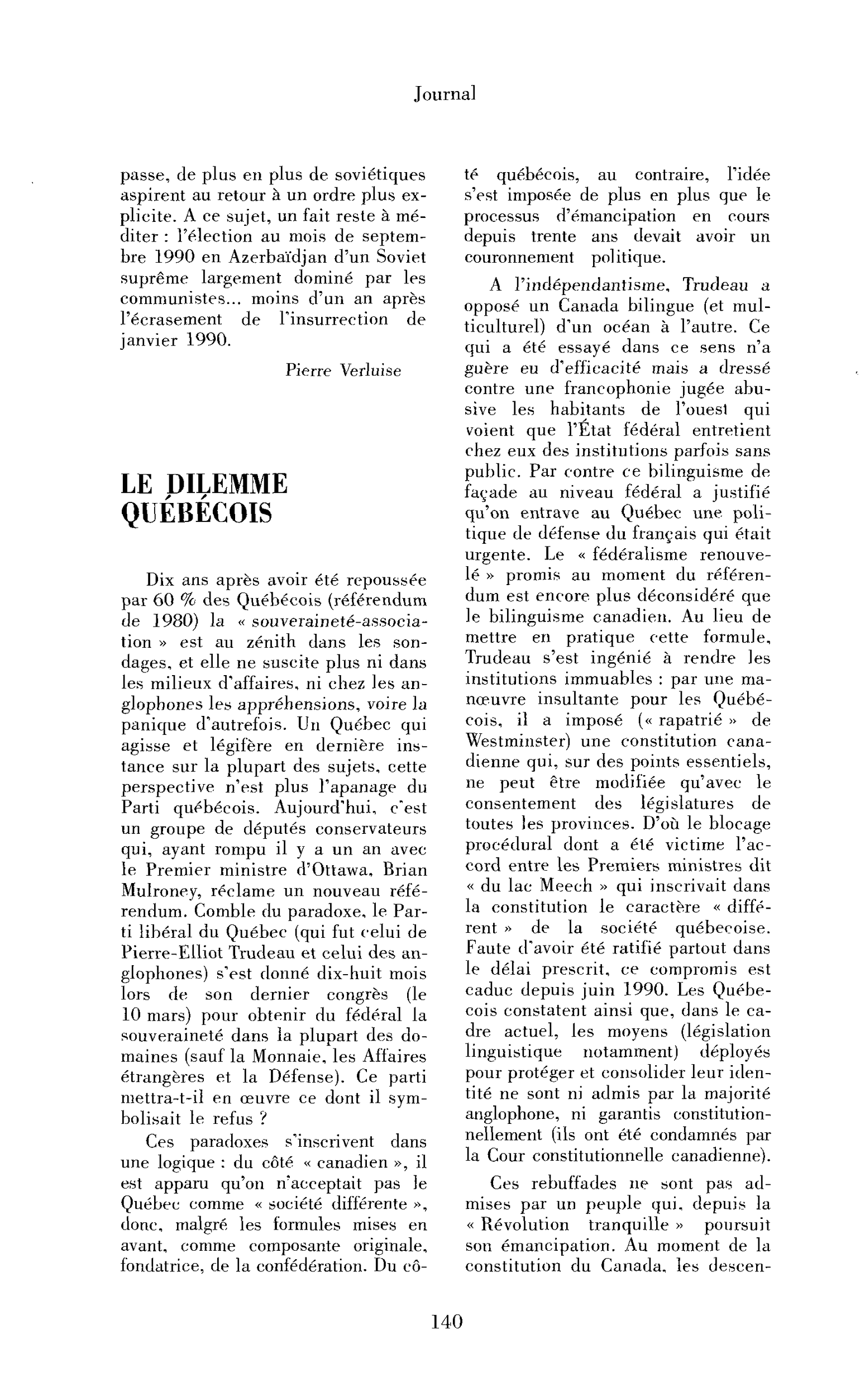 Le dilemme québécois