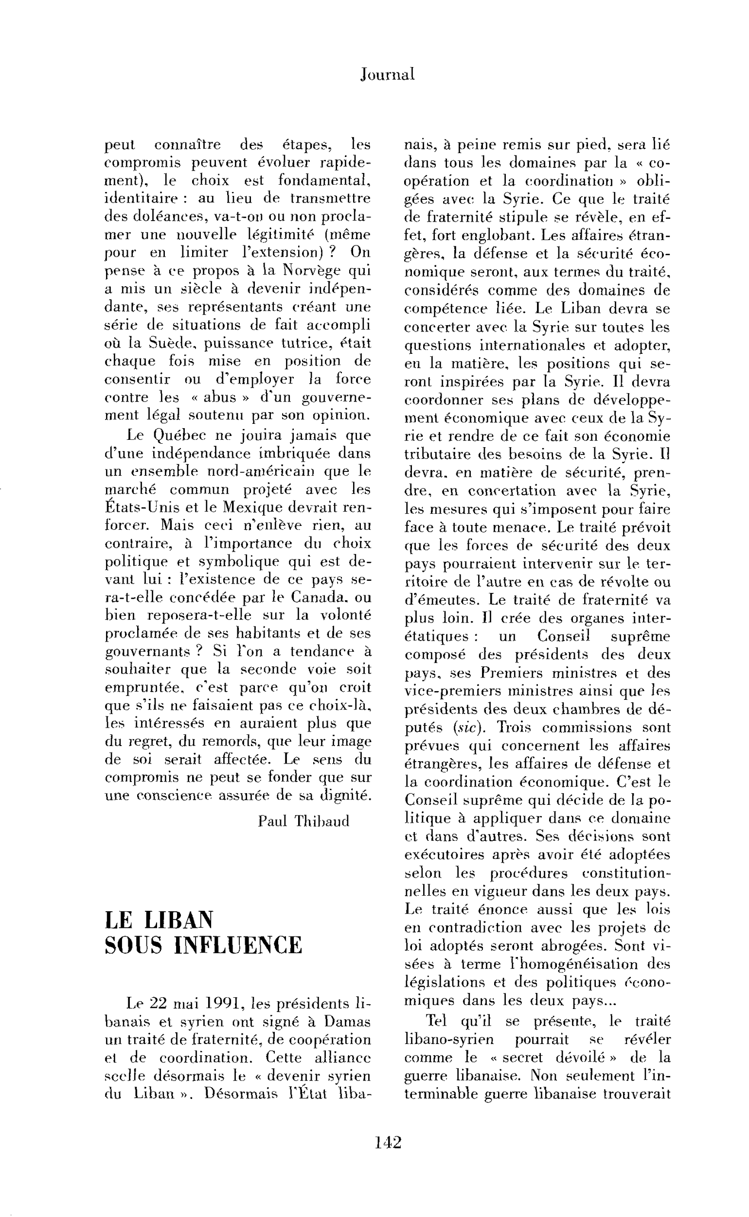 Le Liban sous influence