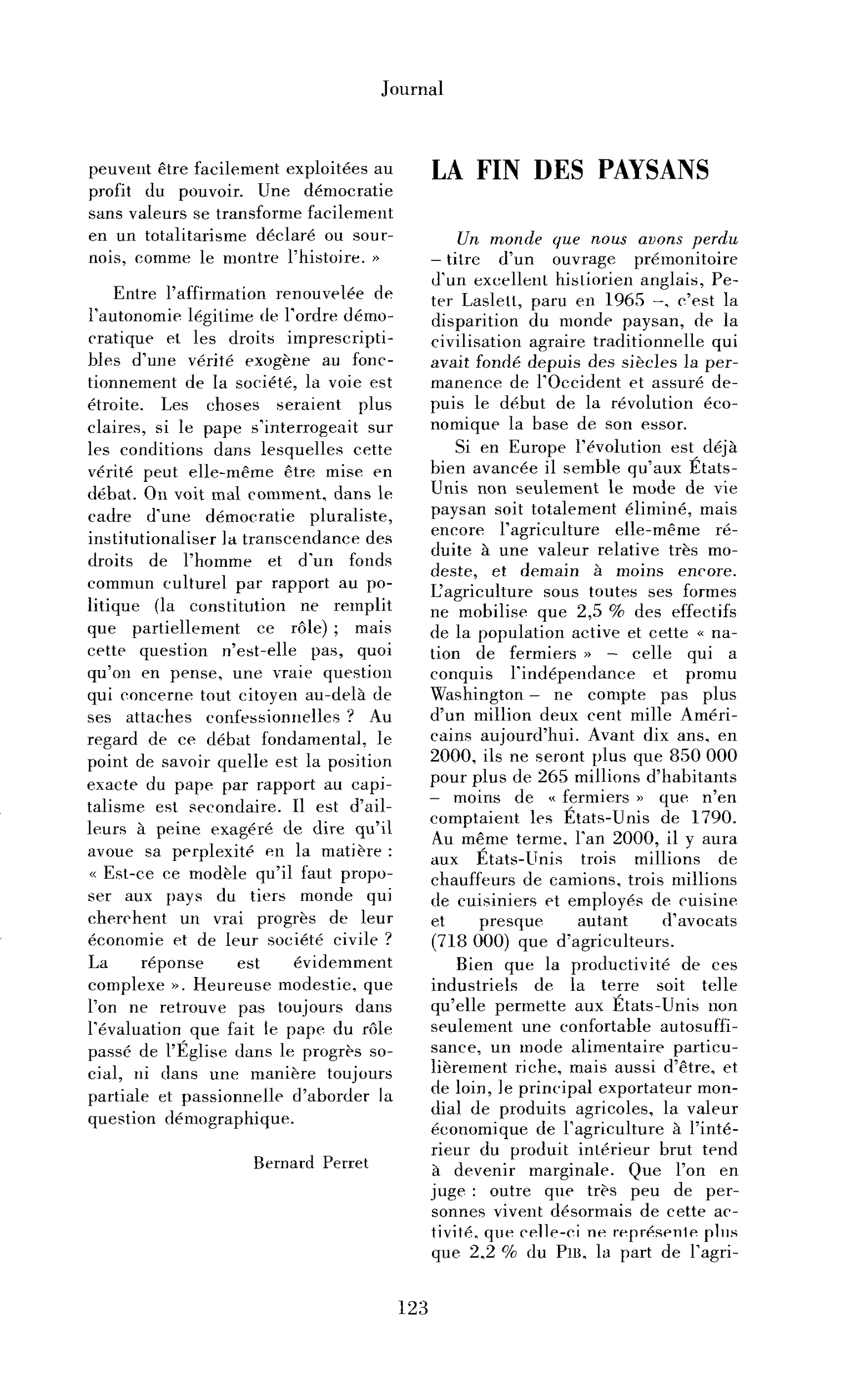 La fin des paysans