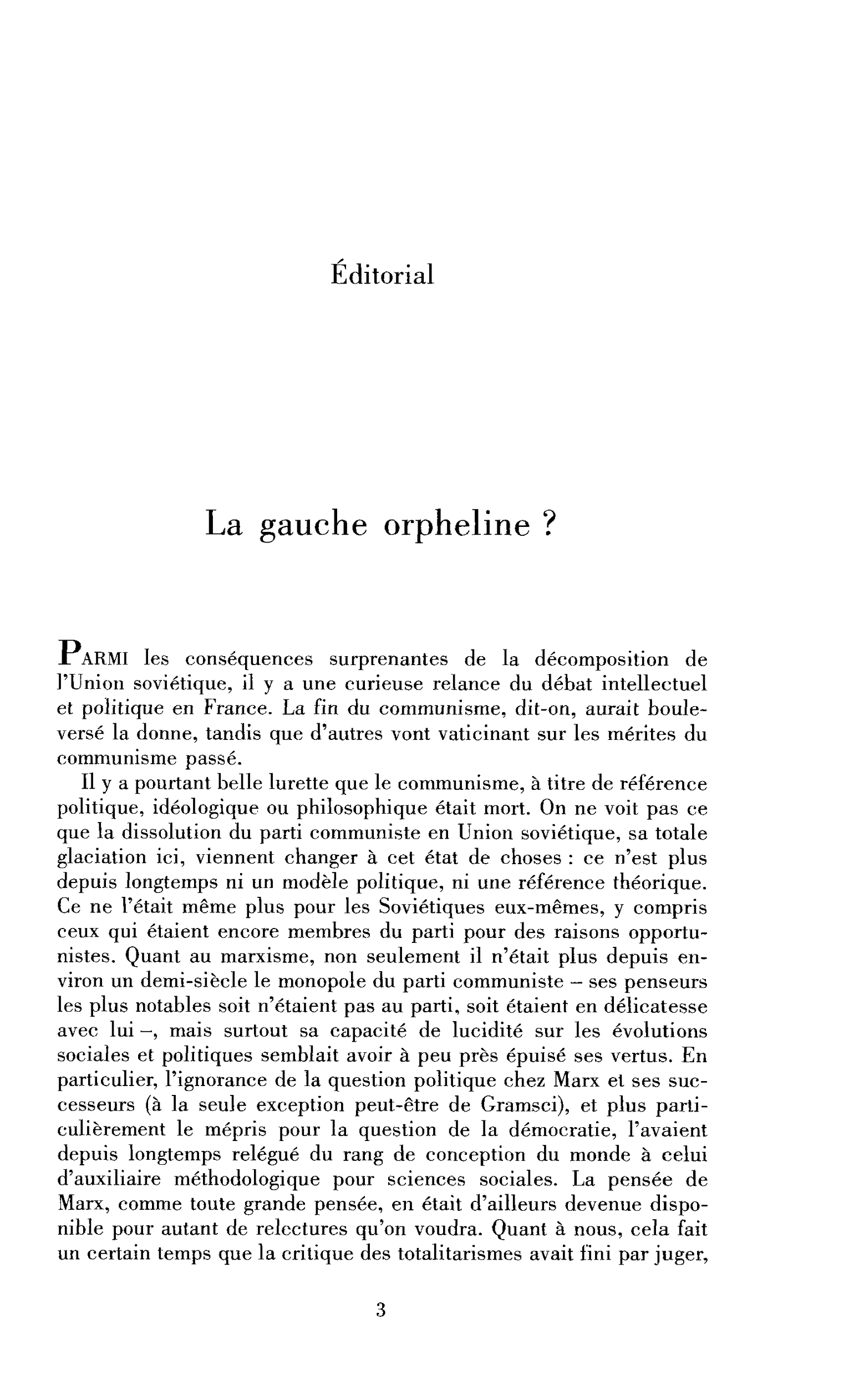 La gauche orpheline ?