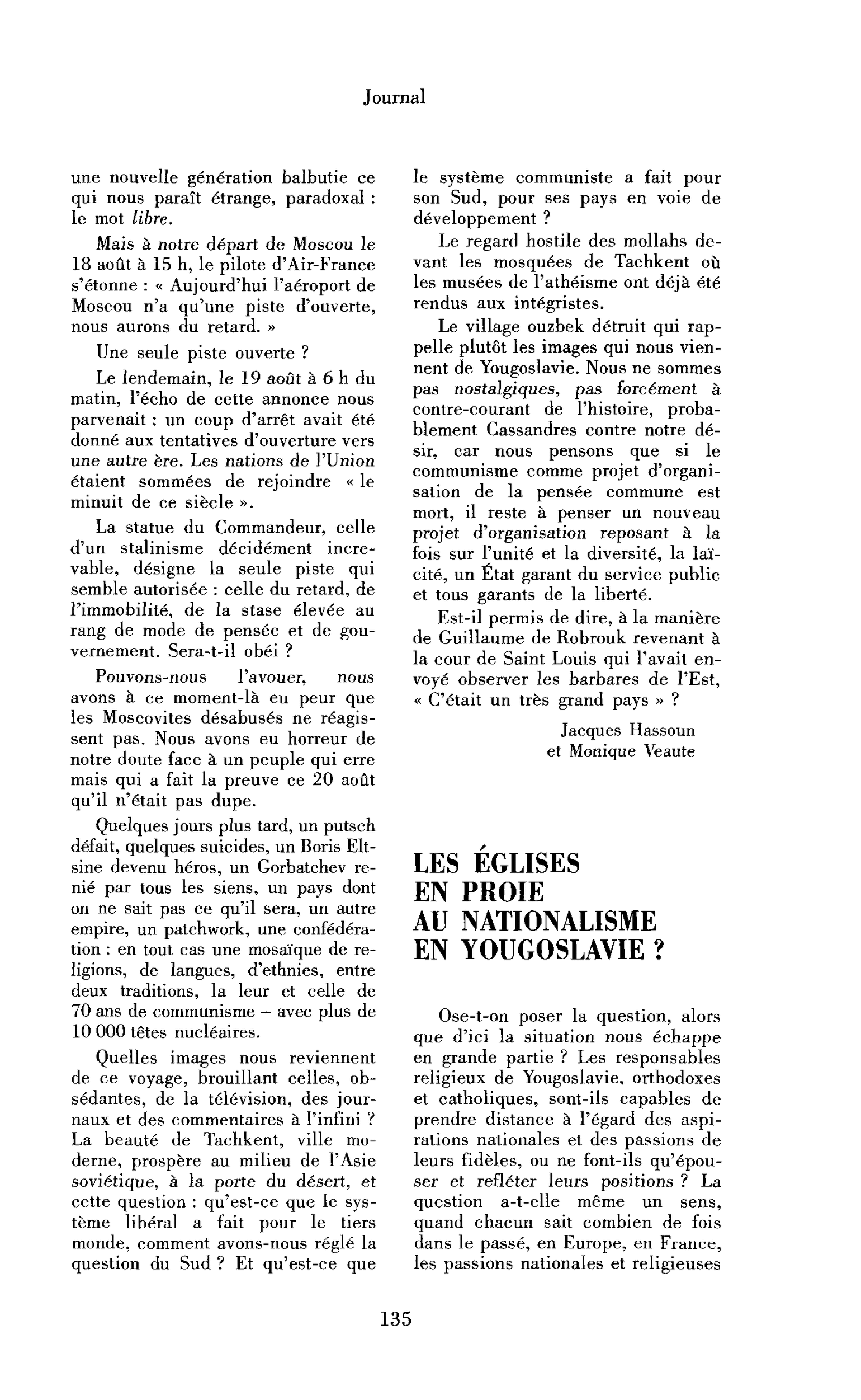 Les Églises en proie au nationalisme en Yougoslavie