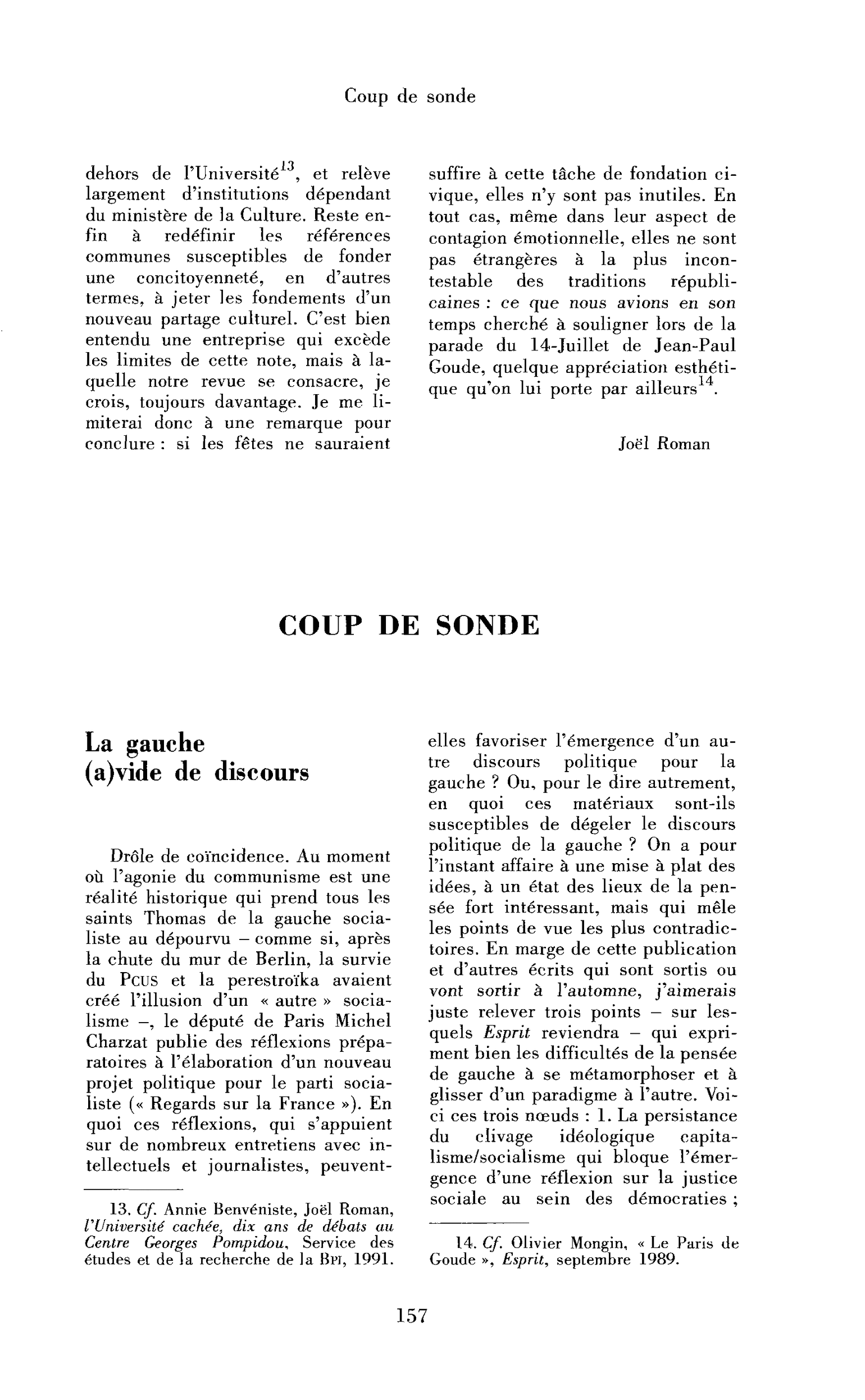 La gauche (a)vide de discours