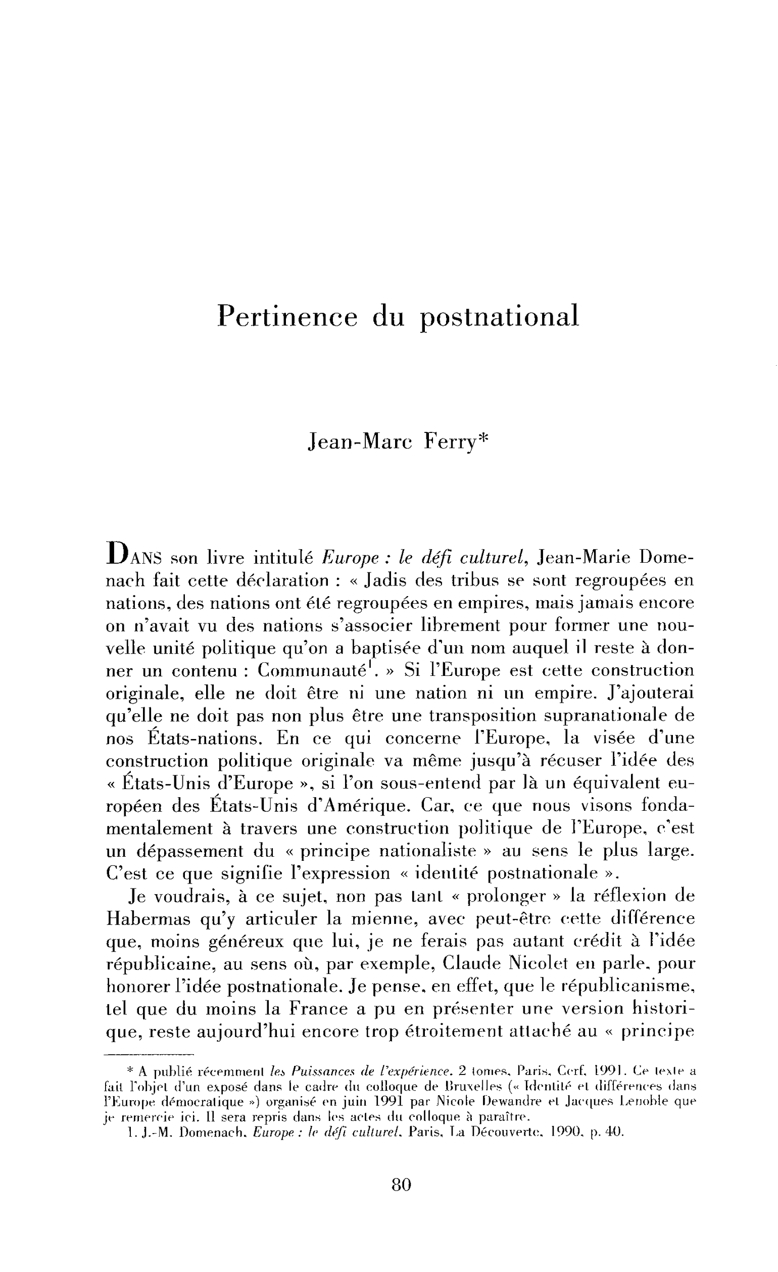 Pertinence du supranational