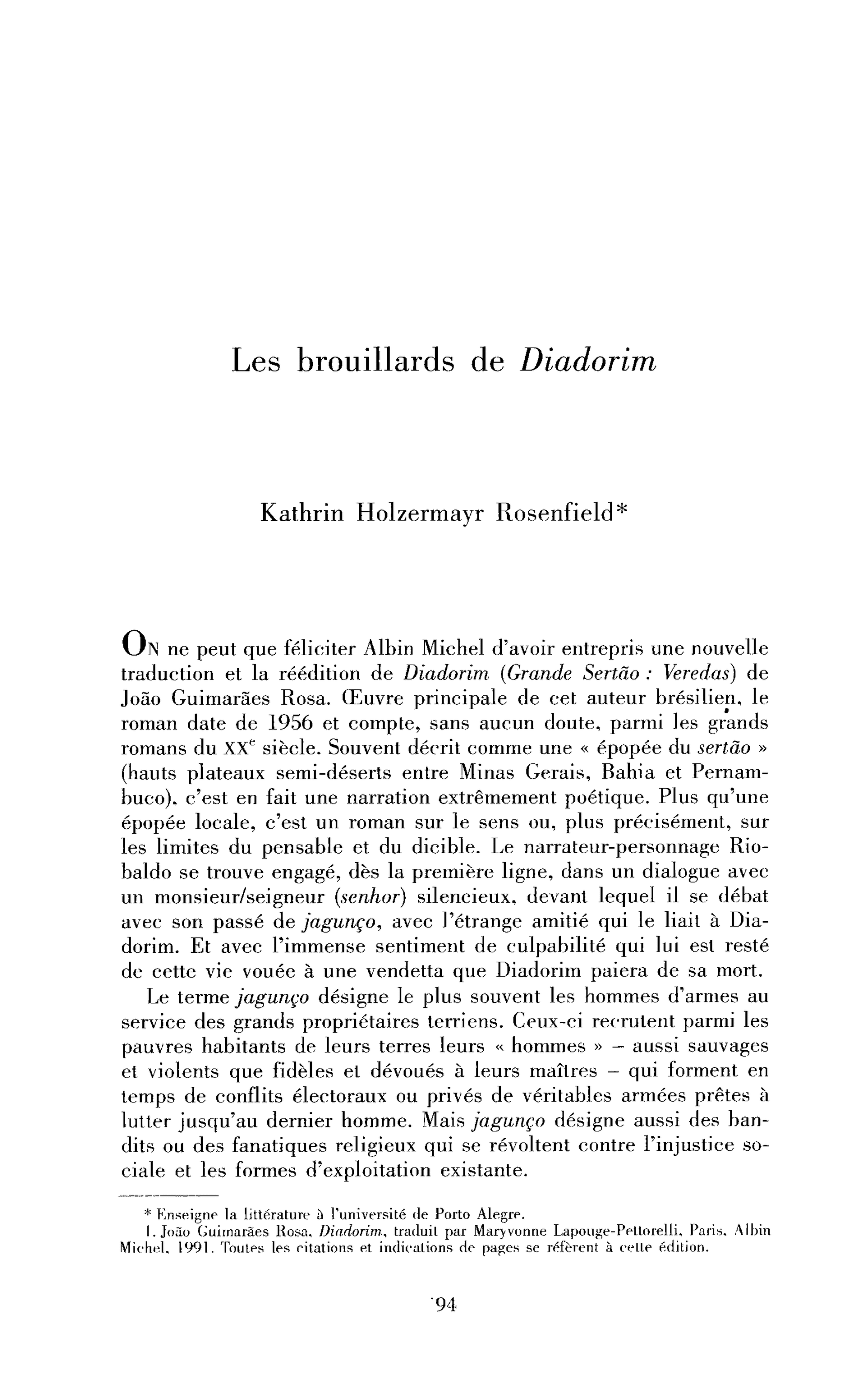 Les brouillards de Diadorim