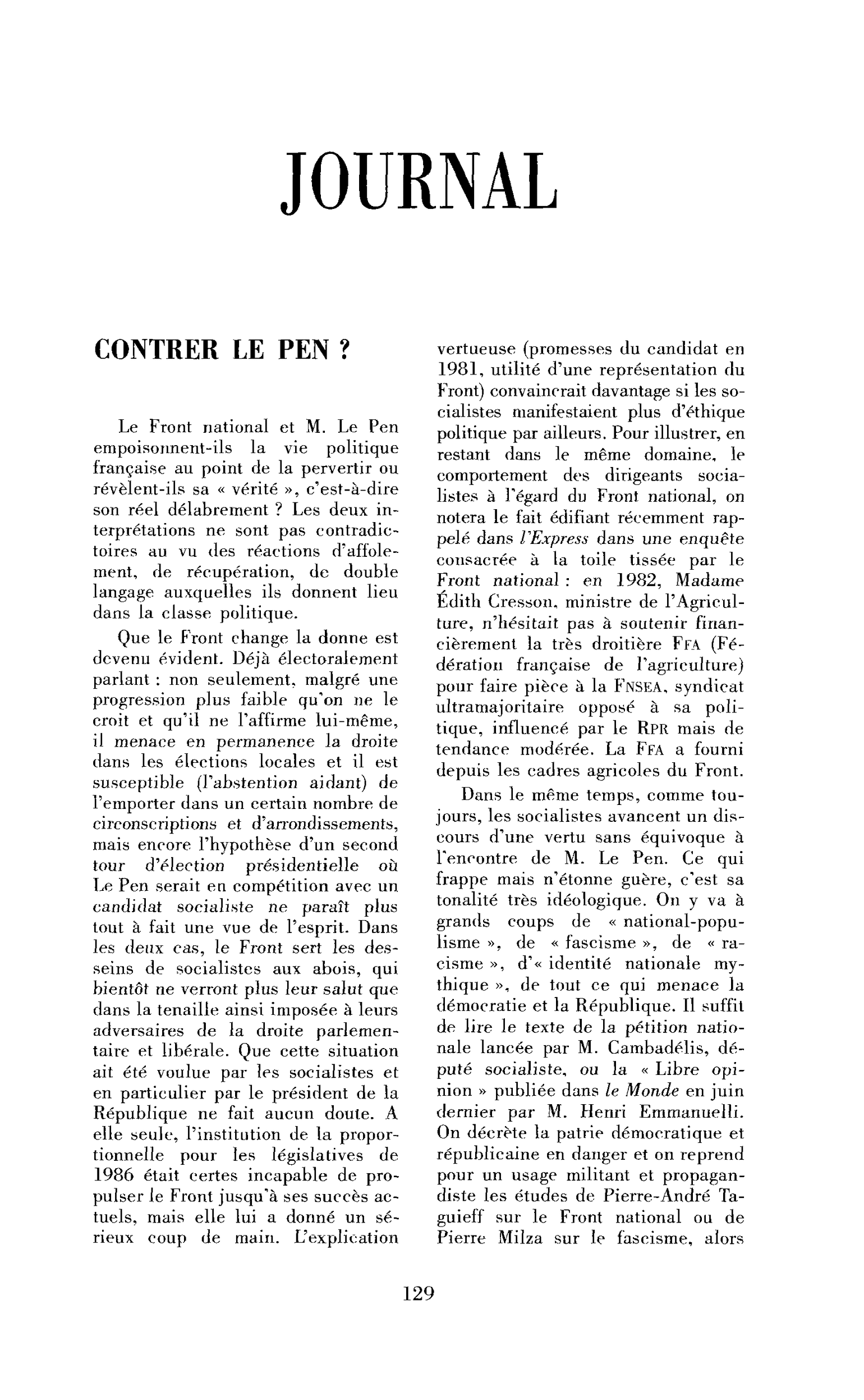 Contrer Le Pen ?