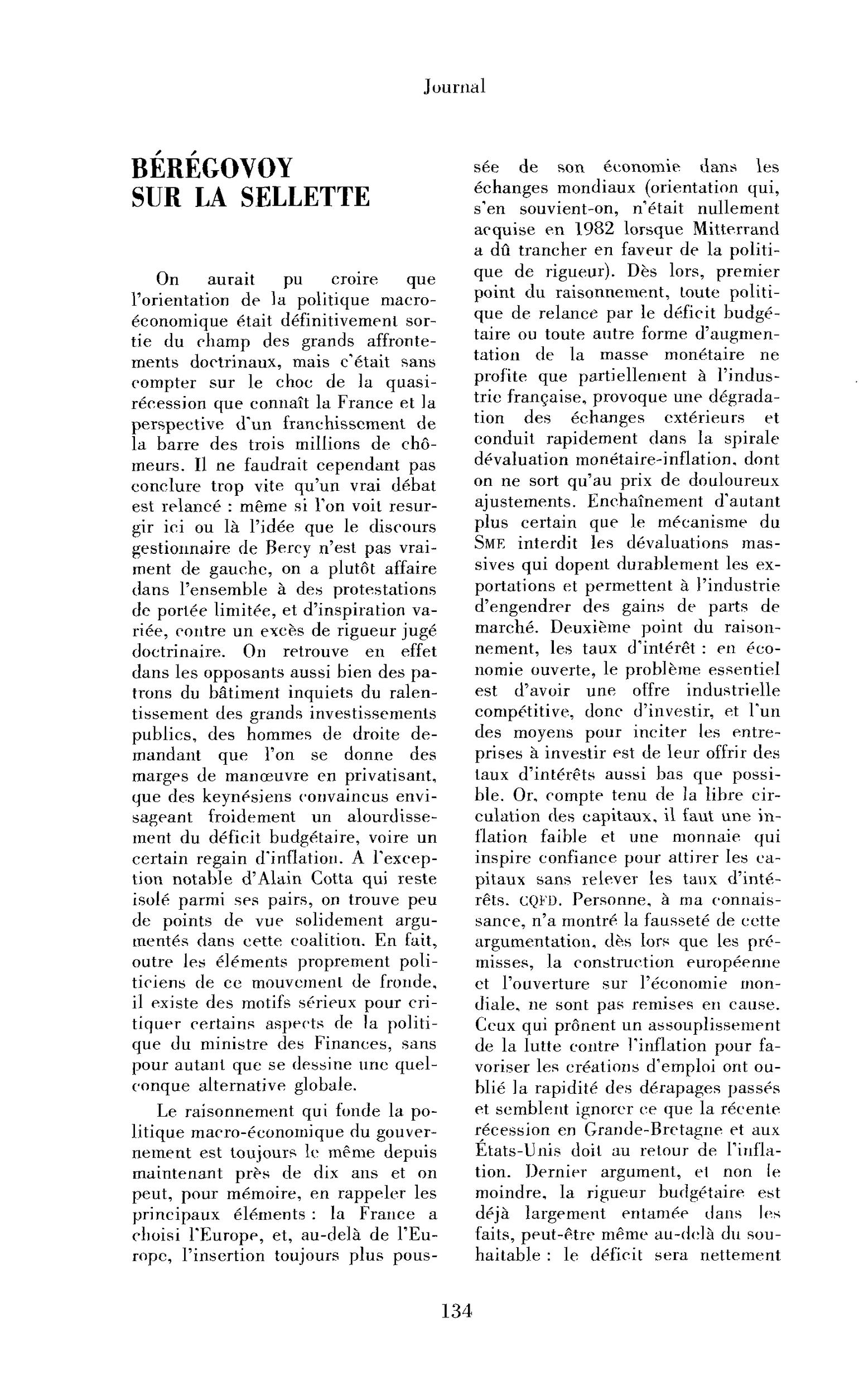 Bérégovoy sur la sellette