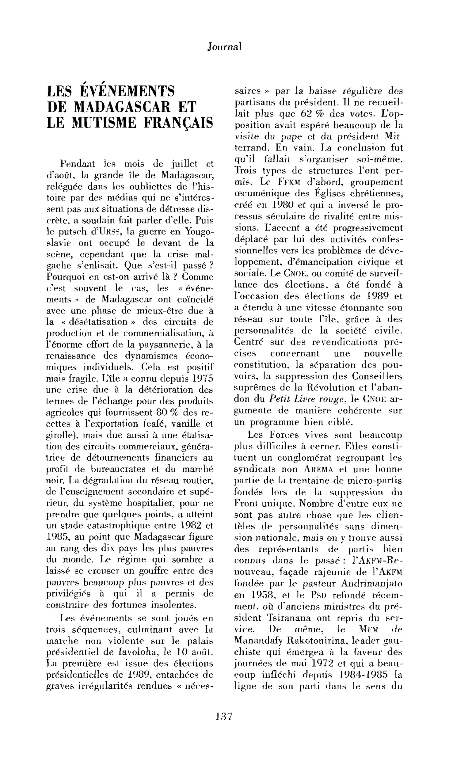 Les événements de Madagascar et le mutisme français
