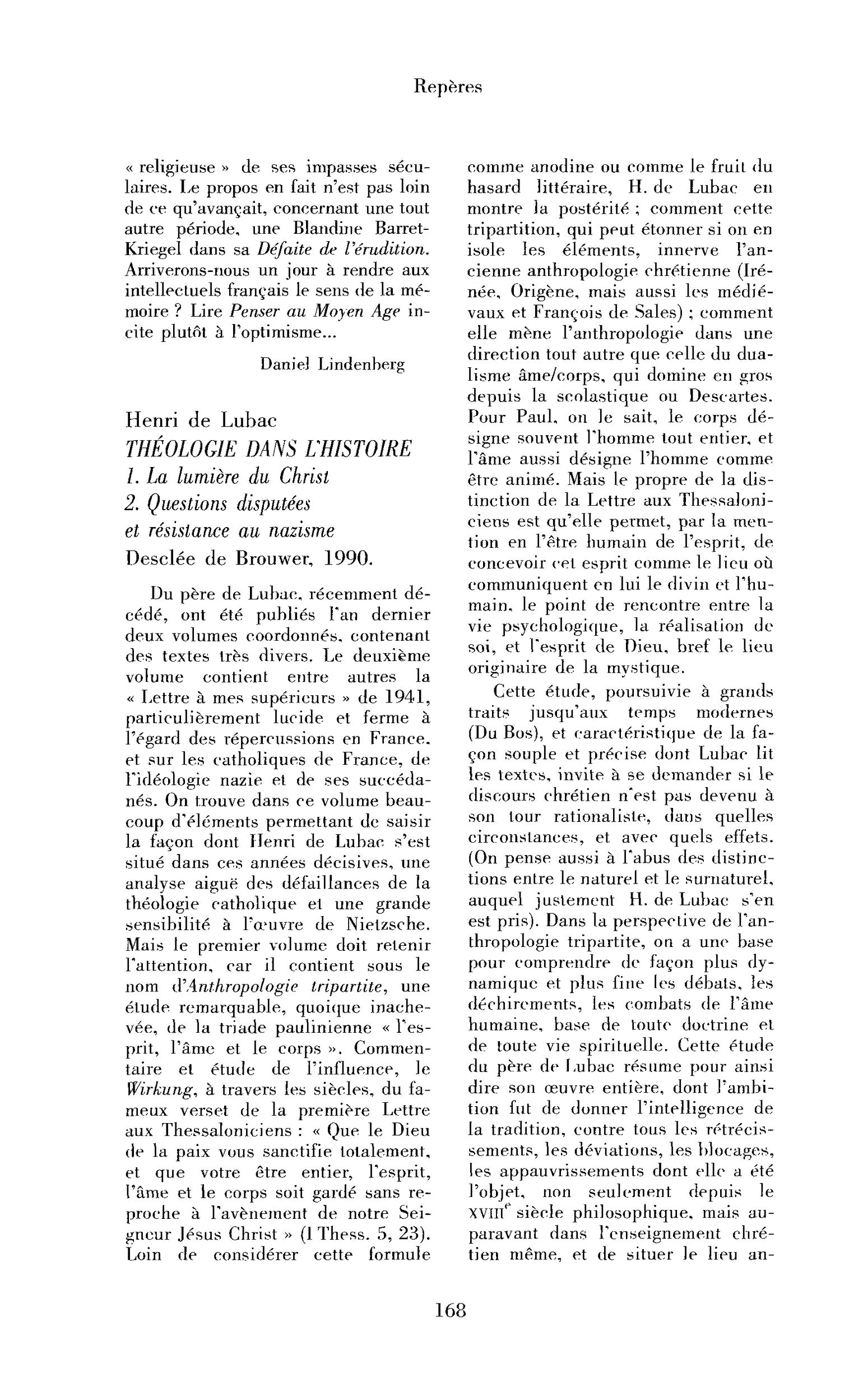 Henri de Lubac : Théologie dans l’histoire