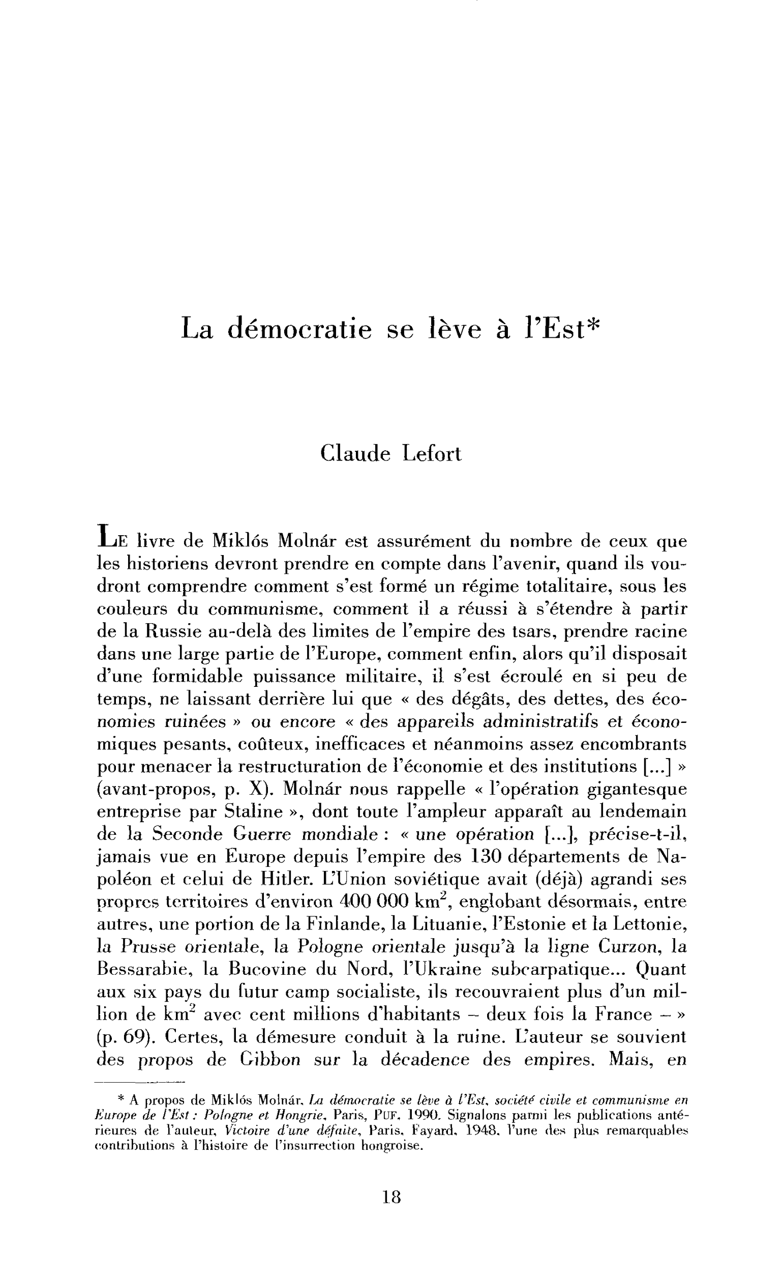 La démocratie se lève à l’Est