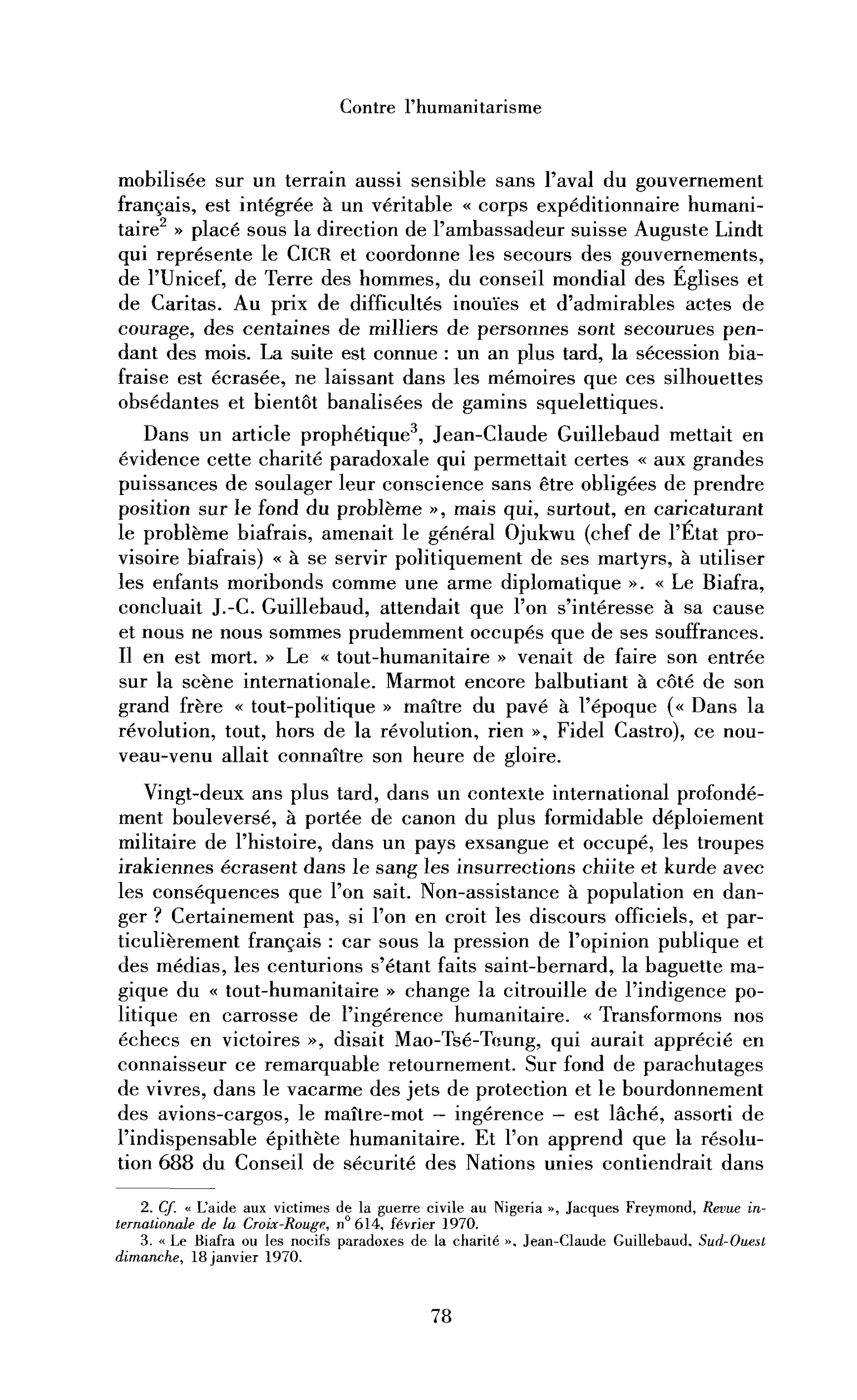 Contre l’humanitarisme